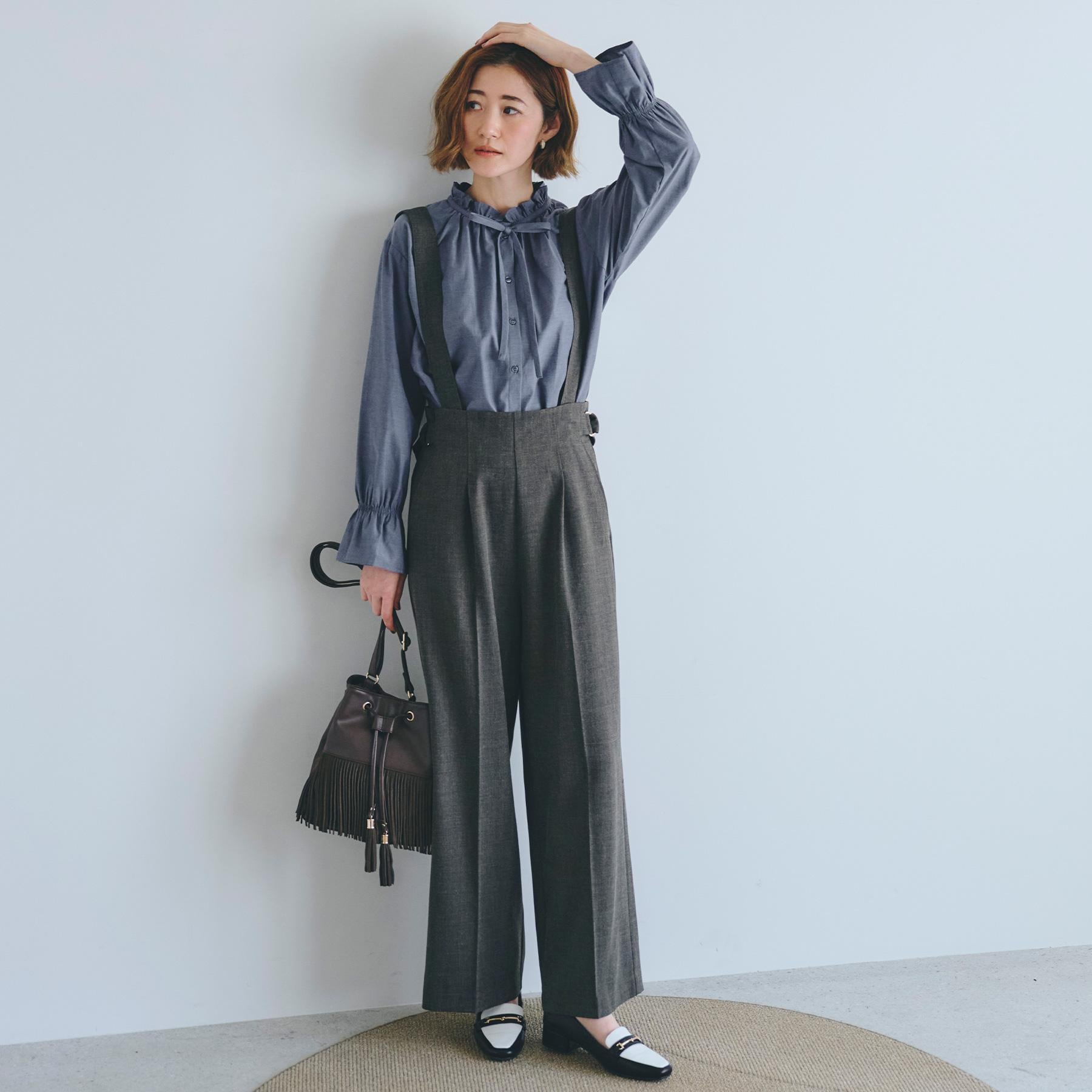 グローブ grove サス付きセンタープレスワイドパンツ （ブラウン(043)） ブラウン(043)