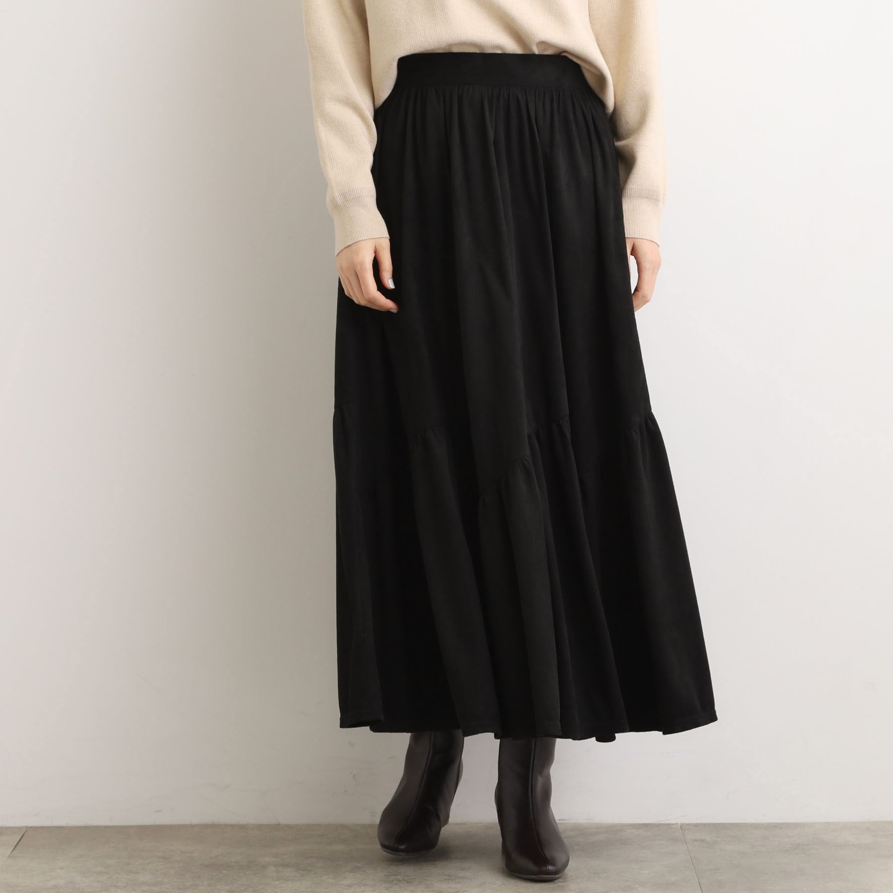 グローブ grove スエードライク マキシティアードスカート （グレージュ(050)） グレージュ(050)