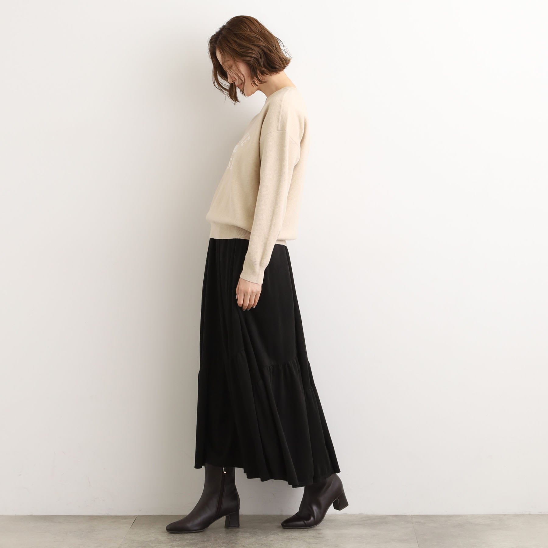 グローブ grove スエードライク マキシティアードスカート （グレージュ(050)） グレージュ(050)