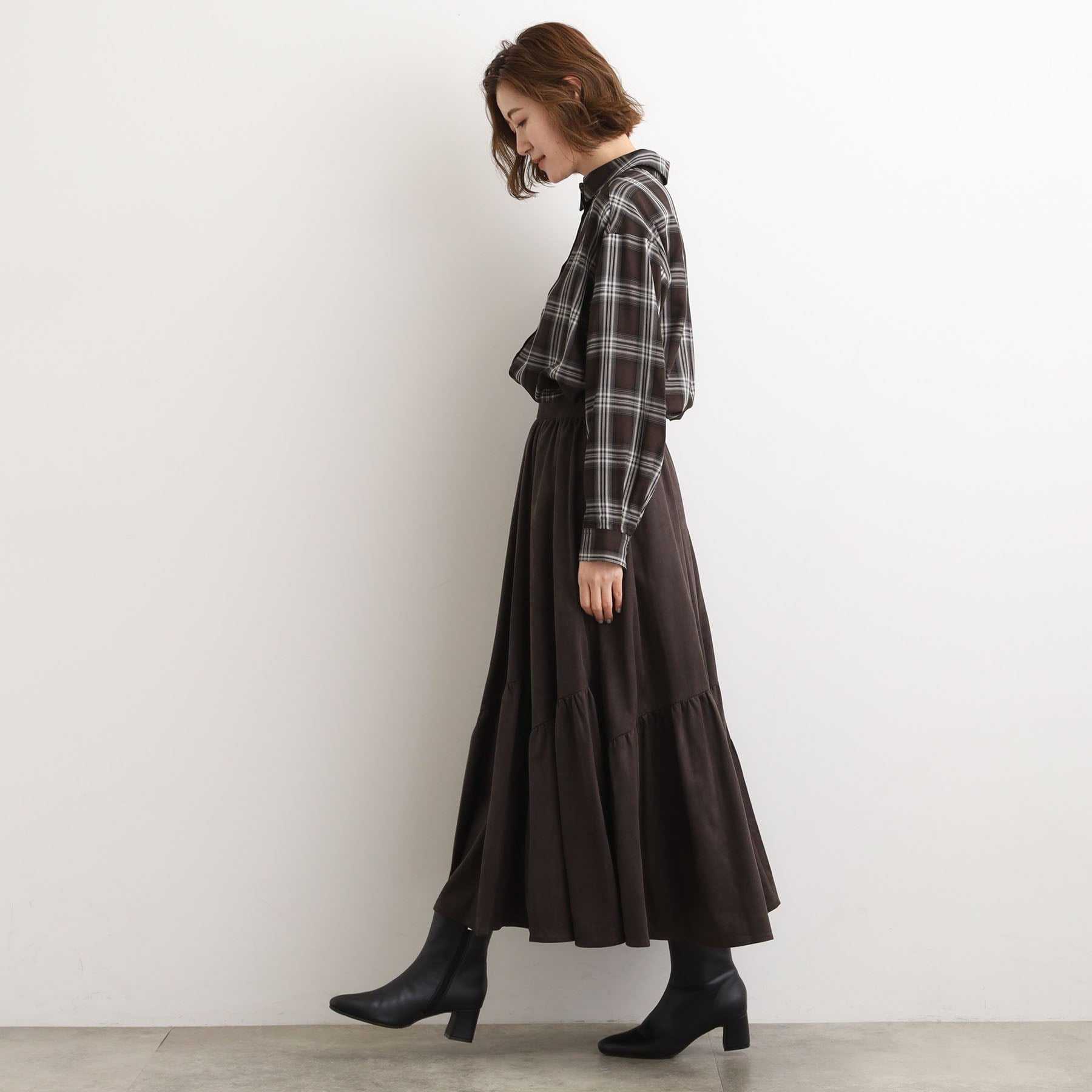 グローブ grove スエードライク マキシティアードスカート （グレージュ(050)） グレージュ(050)