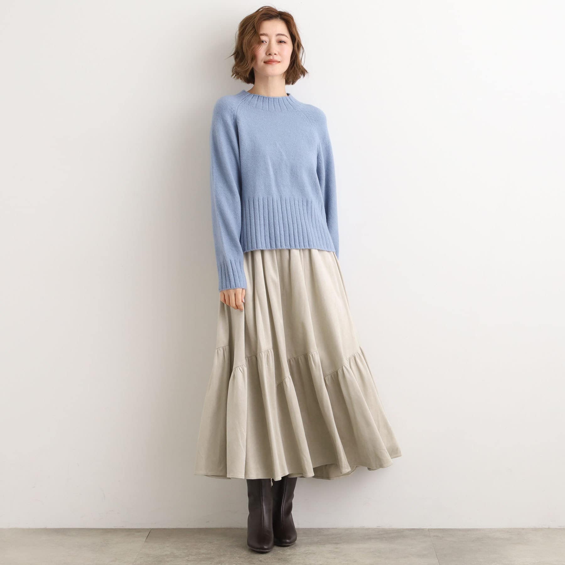 グローブ grove スエードライク マキシティアードスカート （グレージュ(050)） グレージュ(050)