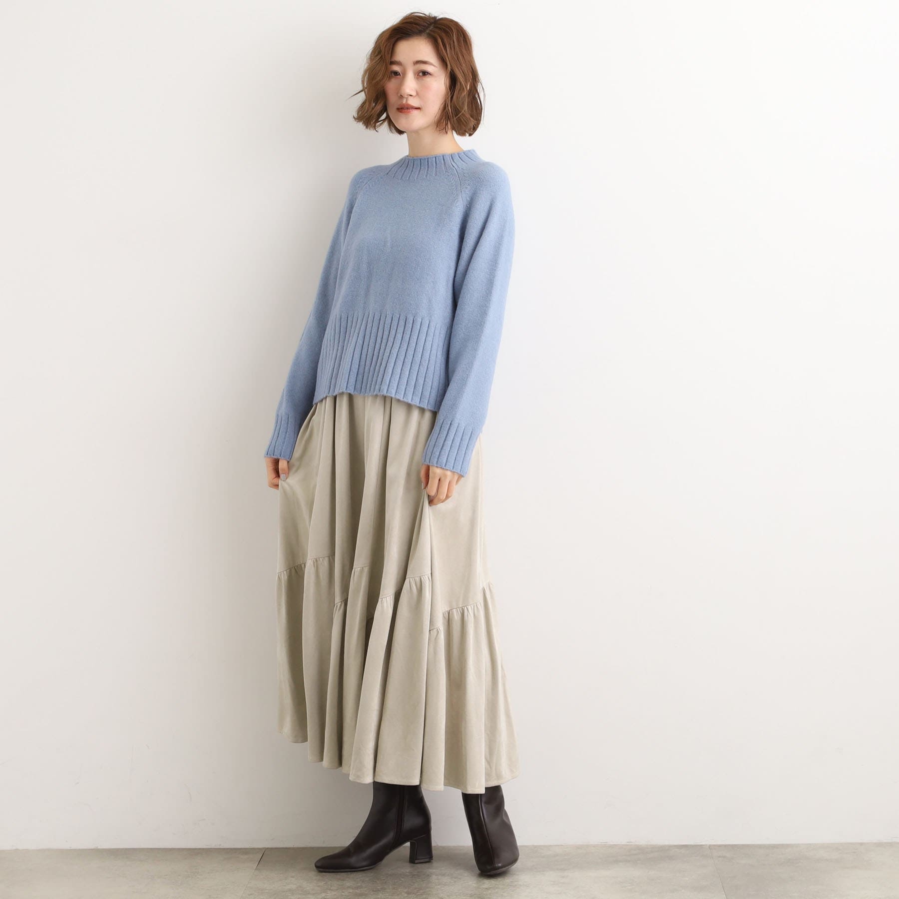 グローブ grove スエードライク マキシティアードスカート （グレージュ(050)） グレージュ(050)