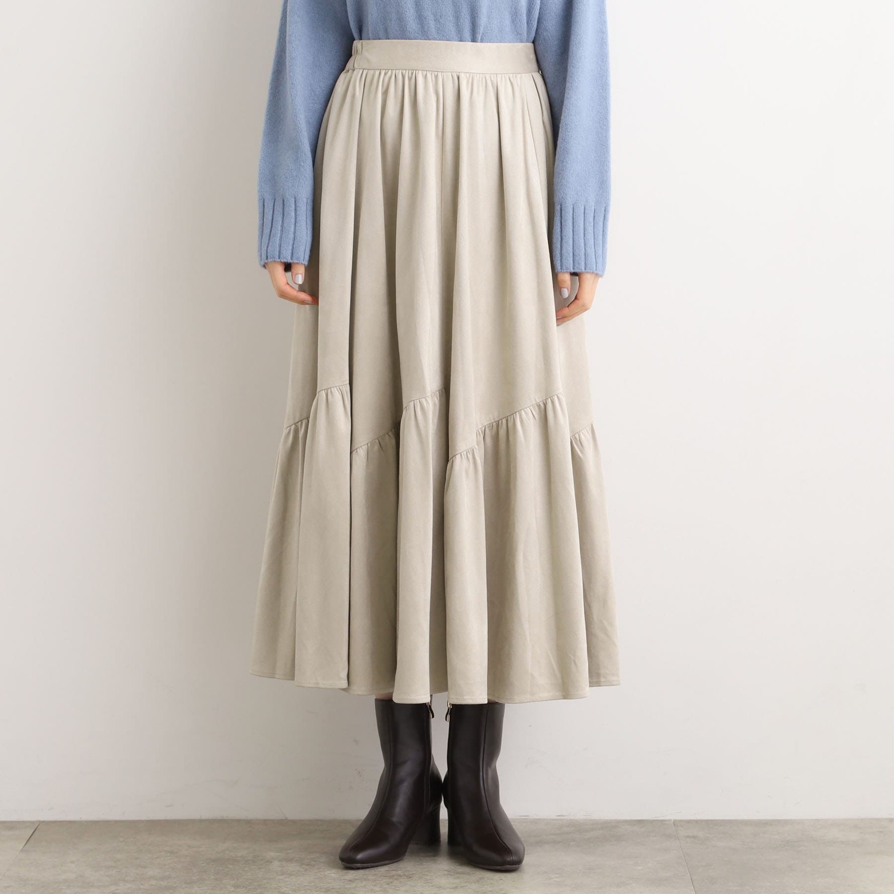 グローブ grove スエードライク マキシティアードスカート （グレージュ(050)） グレージュ(050)