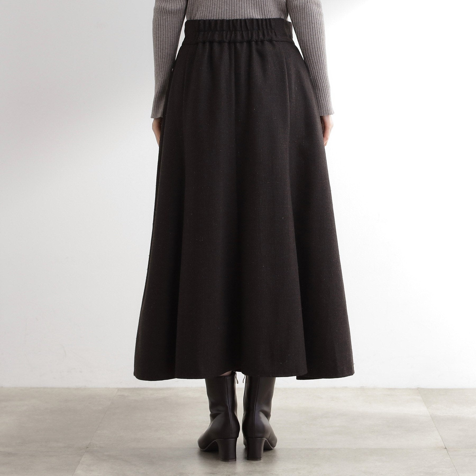 グローブ grove へリンボンツイードフレアマキシスカート （ブラウン(044)） ブラウン(044)