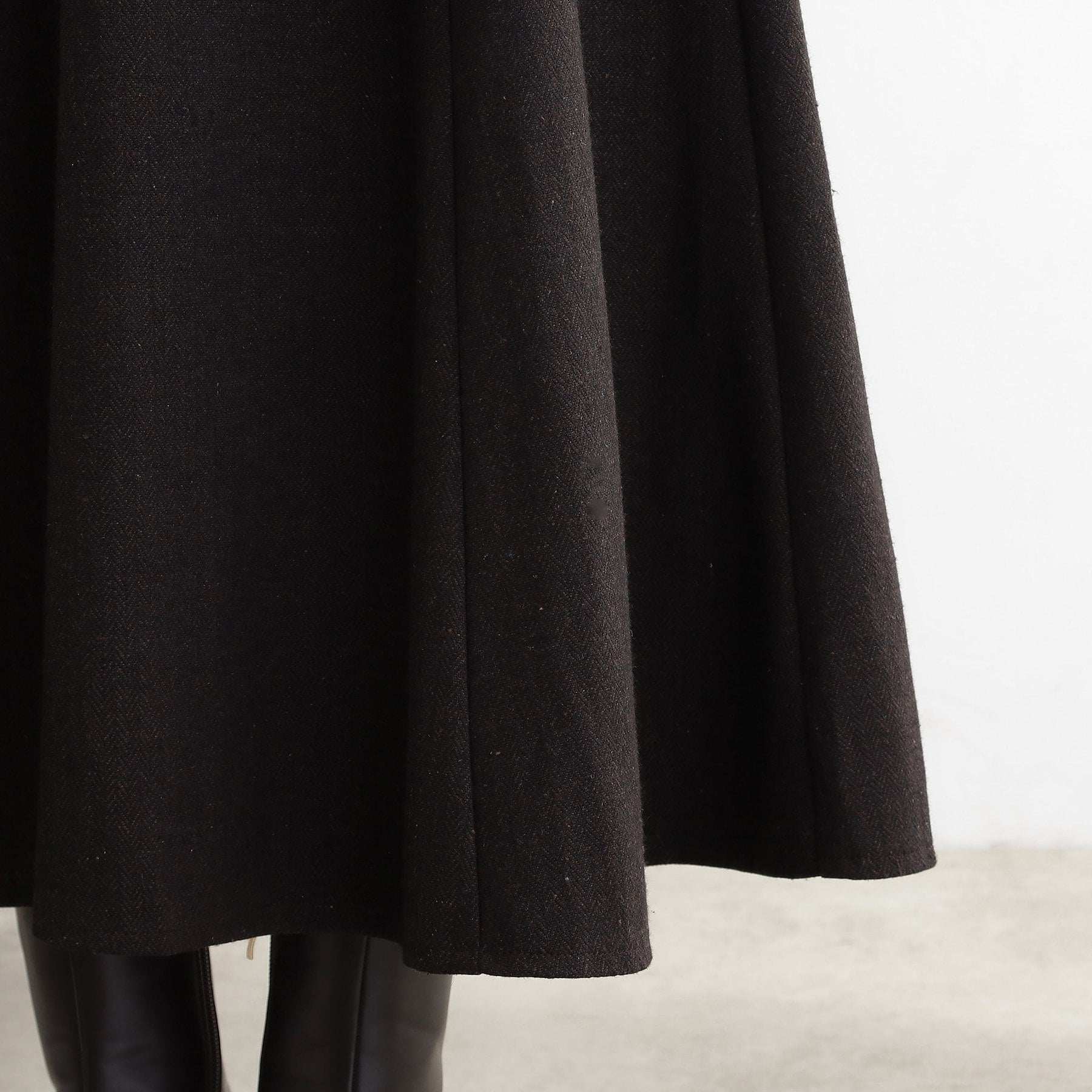 グローブ grove へリンボンツイードフレアマキシスカート （ブラウン(044)） ブラウン(044)