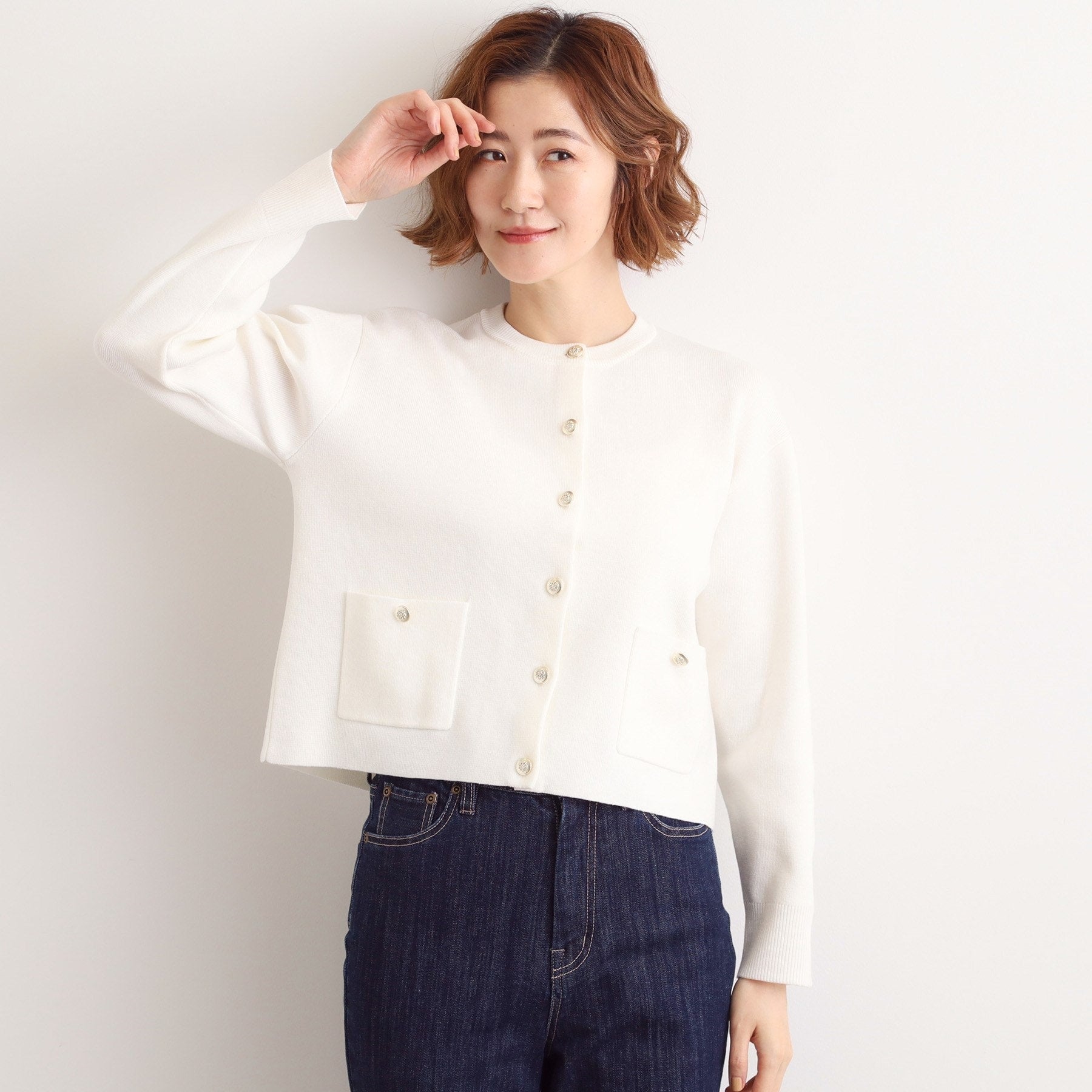 グローブ grove 【SET UP対応】ジャケットライク総針カーディガン （オフホワイト(003)） オフホワイト(003)