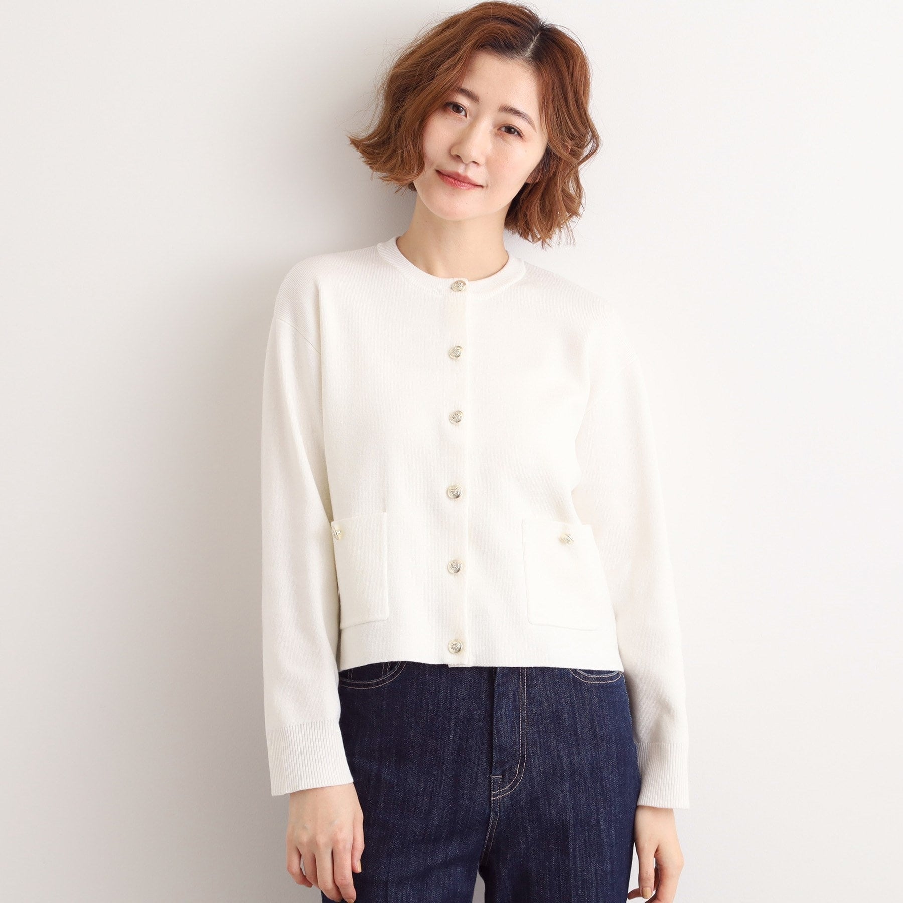 グローブ grove 【SET UP対応】ジャケットライク総針カーディガン （オフホワイト(003)） オフホワイト(003)