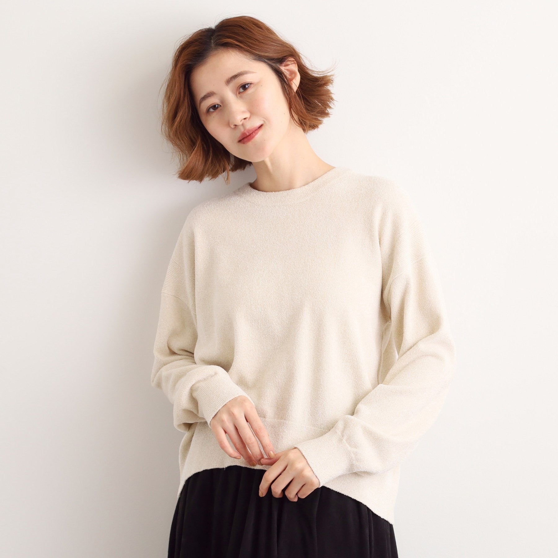 グローブ grove ラメモールヤーンプルオーバーニット （オフホワイト(003)） オフホワイト(003)