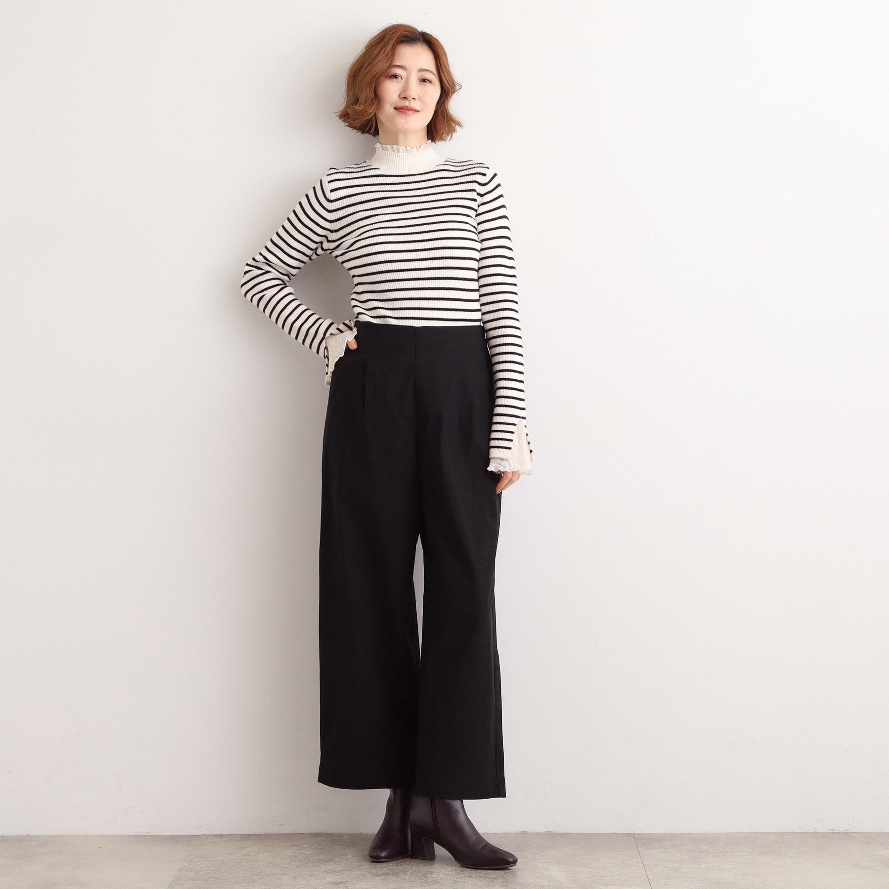 グローブ grove 【多機能】裏起毛ハイパーストレッチワイドパンツ （グレンチェック(204)） グレンチェック(204)