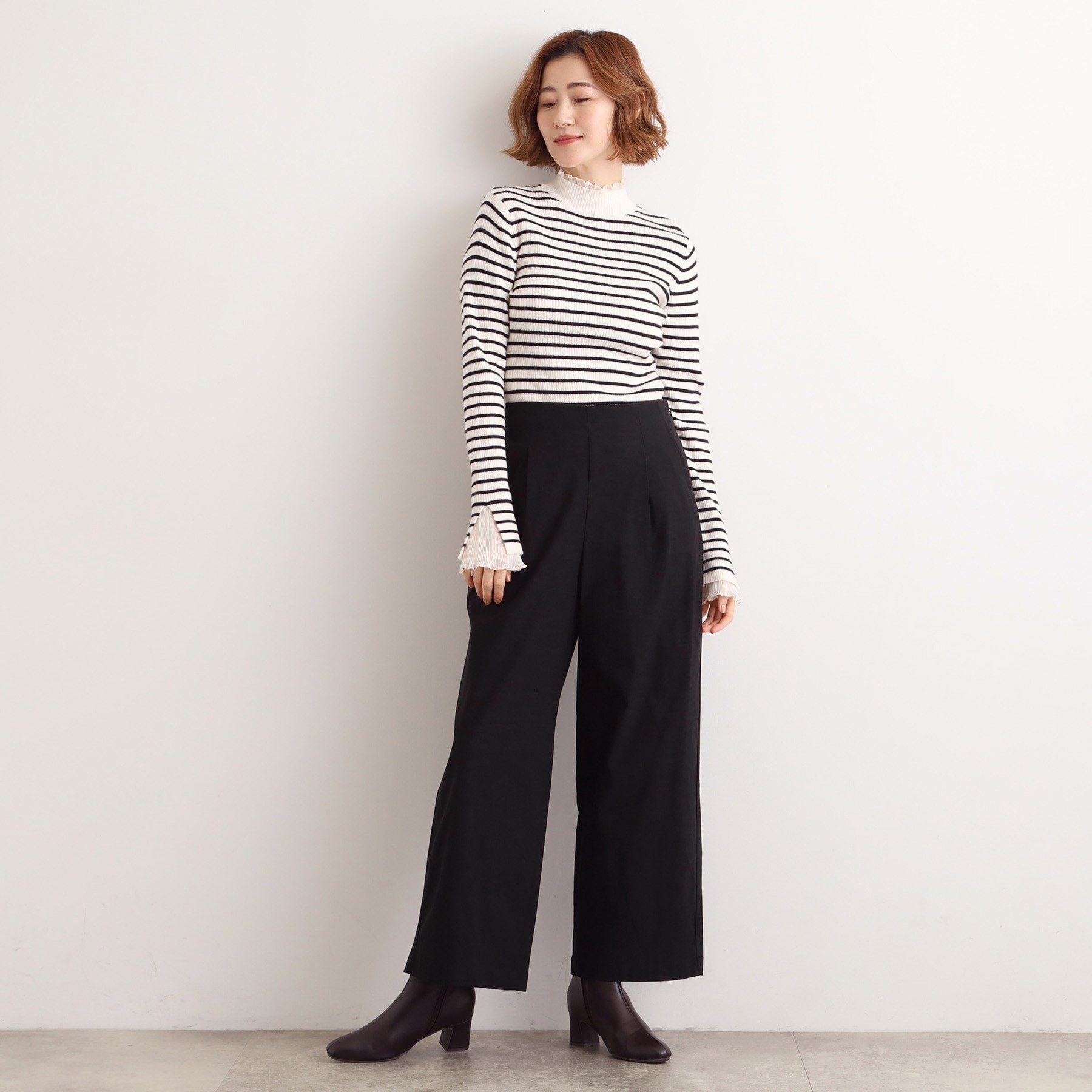 グローブ grove 【多機能】裏起毛ハイパーストレッチワイドパンツ （グレンチェック(204)） グレンチェック(204)