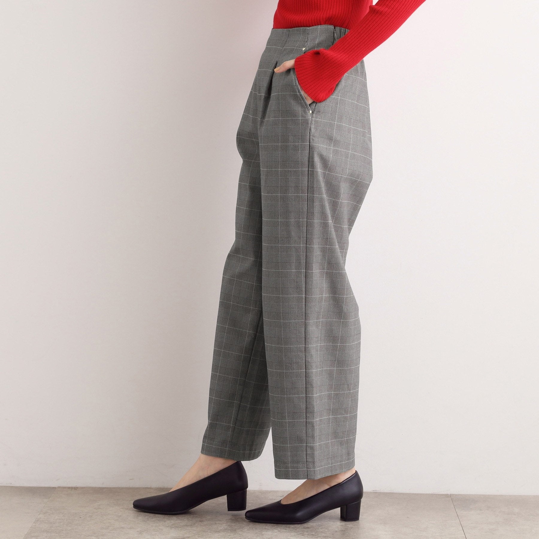 グローブ grove 【多機能】裏起毛ハイパーストレッチワイドパンツ （グレンチェック(204)） グレンチェック(204)