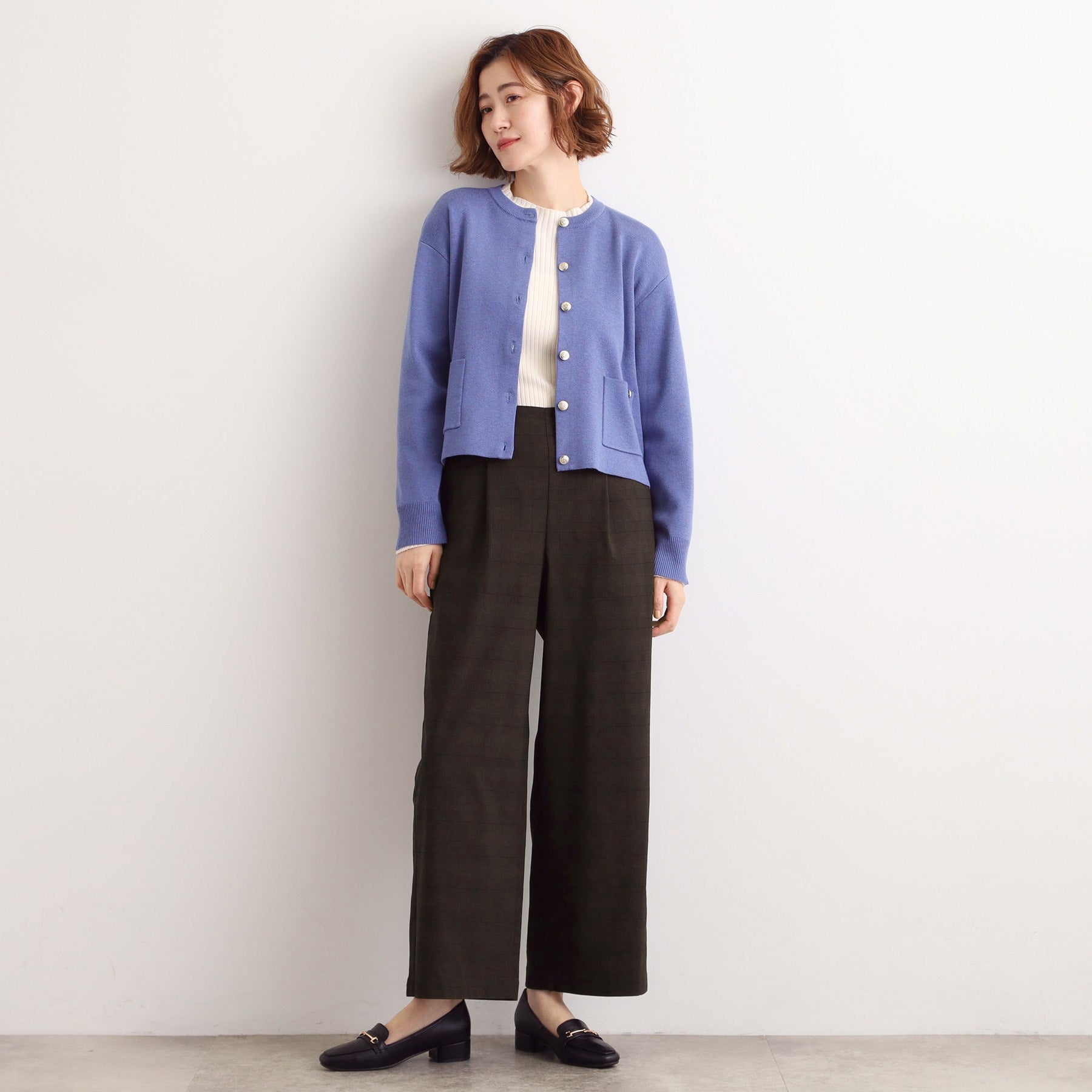 グローブ grove 【多機能】裏起毛ハイパーストレッチワイドパンツ （グレンチェック(204)） グレンチェック(204)