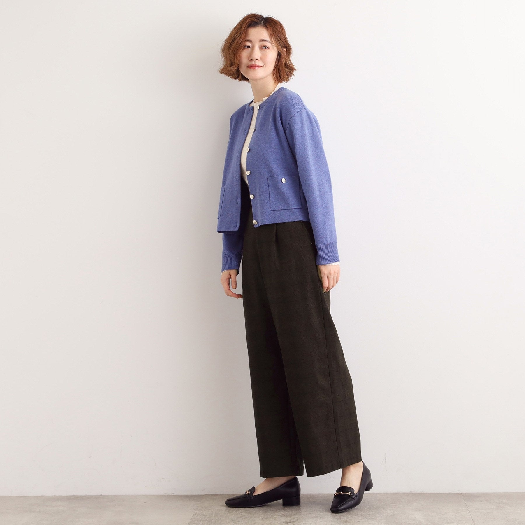 グローブ grove 【多機能】裏起毛ハイパーストレッチワイドパンツ （グレンチェック(204)） グレンチェック(204)