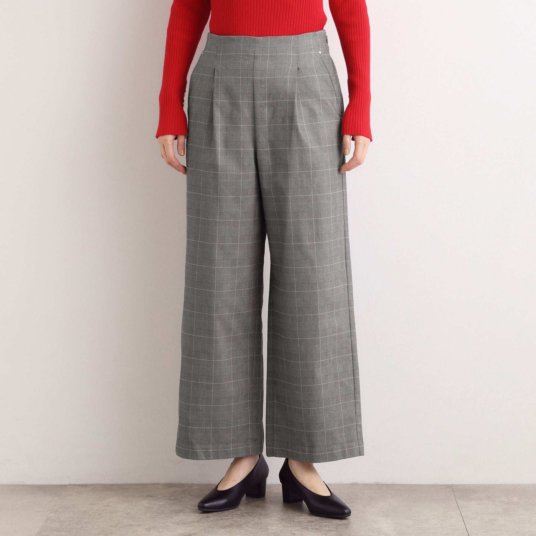 グローブ grove 【多機能】裏起毛ハイパーストレッチワイドパンツ （グレンチェック(204)） グレンチェック(204)