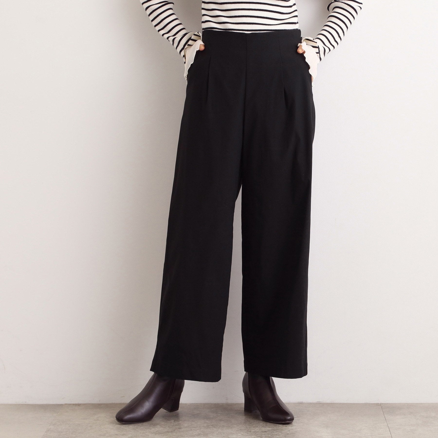 グローブ grove 【多機能】裏起毛ハイパーストレッチワイドパンツ （ブラック(019)） ブラック(019)