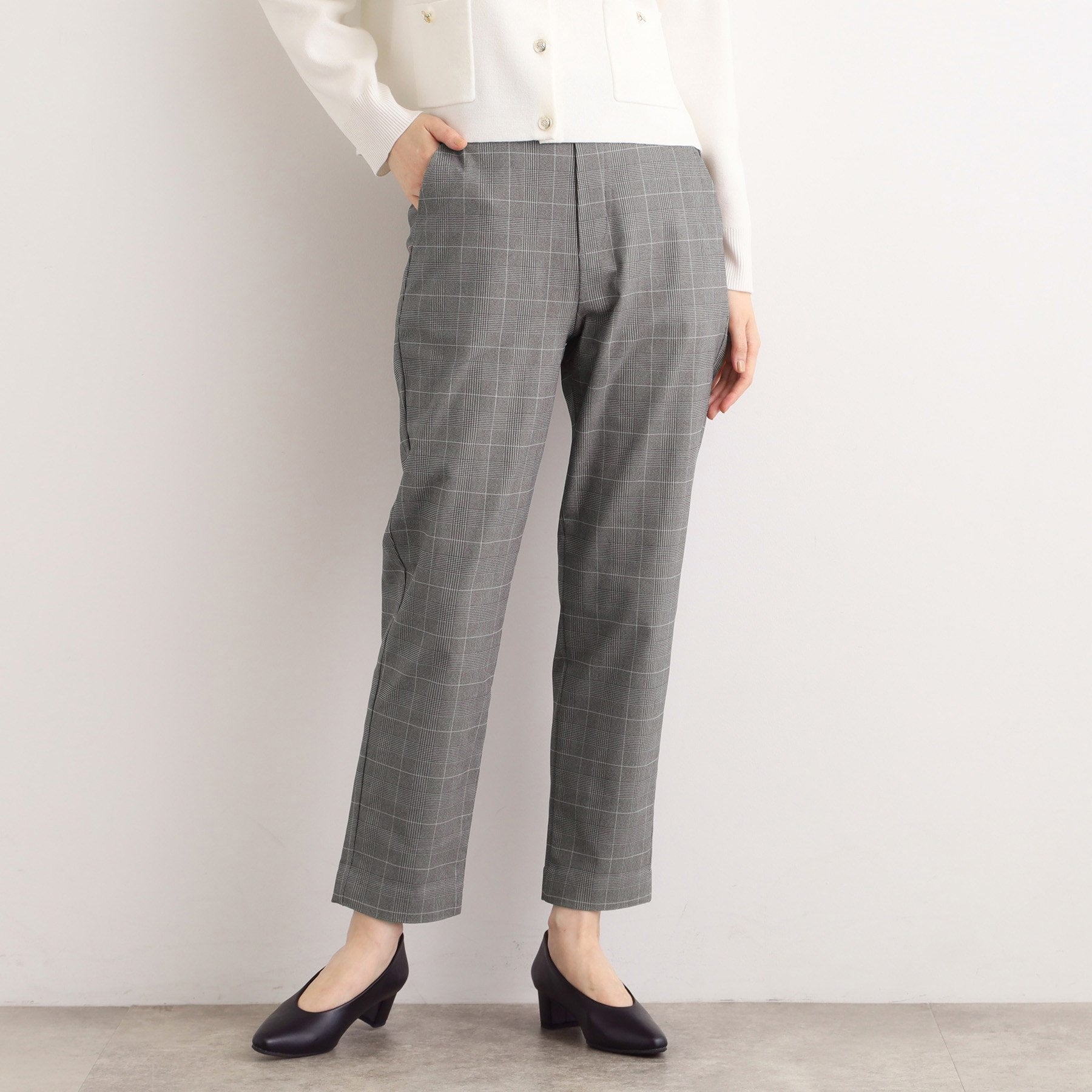 グローブ grove 【多機能】裏起毛ハイパーストレッチテーパードパンツ （グレンチェック(204)） グレンチェック(204)