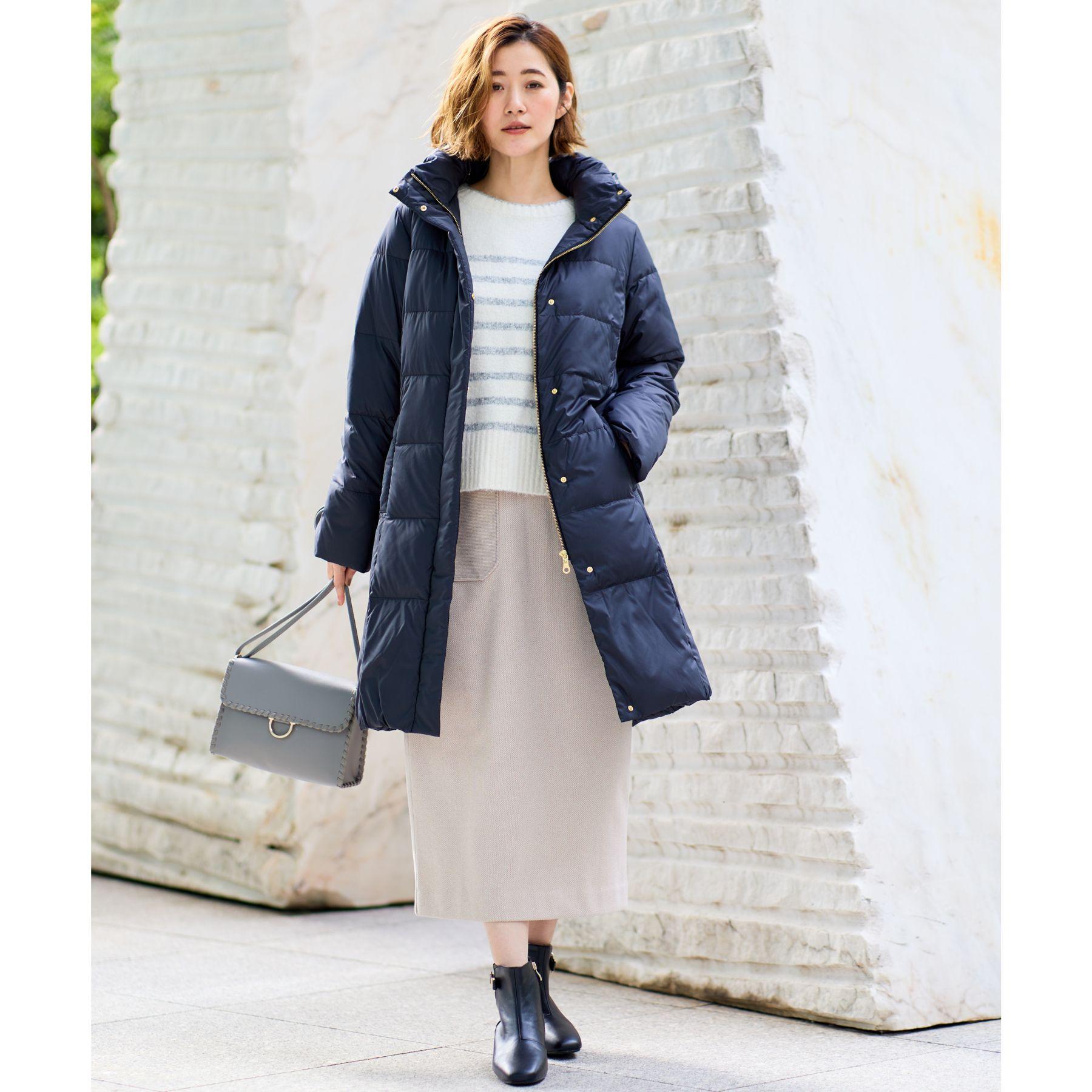 グローブ grove 【800FP・多機能】つつまれダウンロング （ネイビー(094)） ネイビー(094)