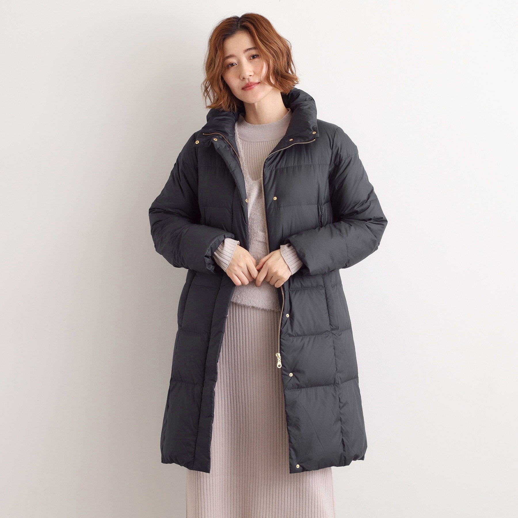 グローブ grove 【800FP・多機能】つつまれダウンロング （ネイビー(094)） ネイビー(094)