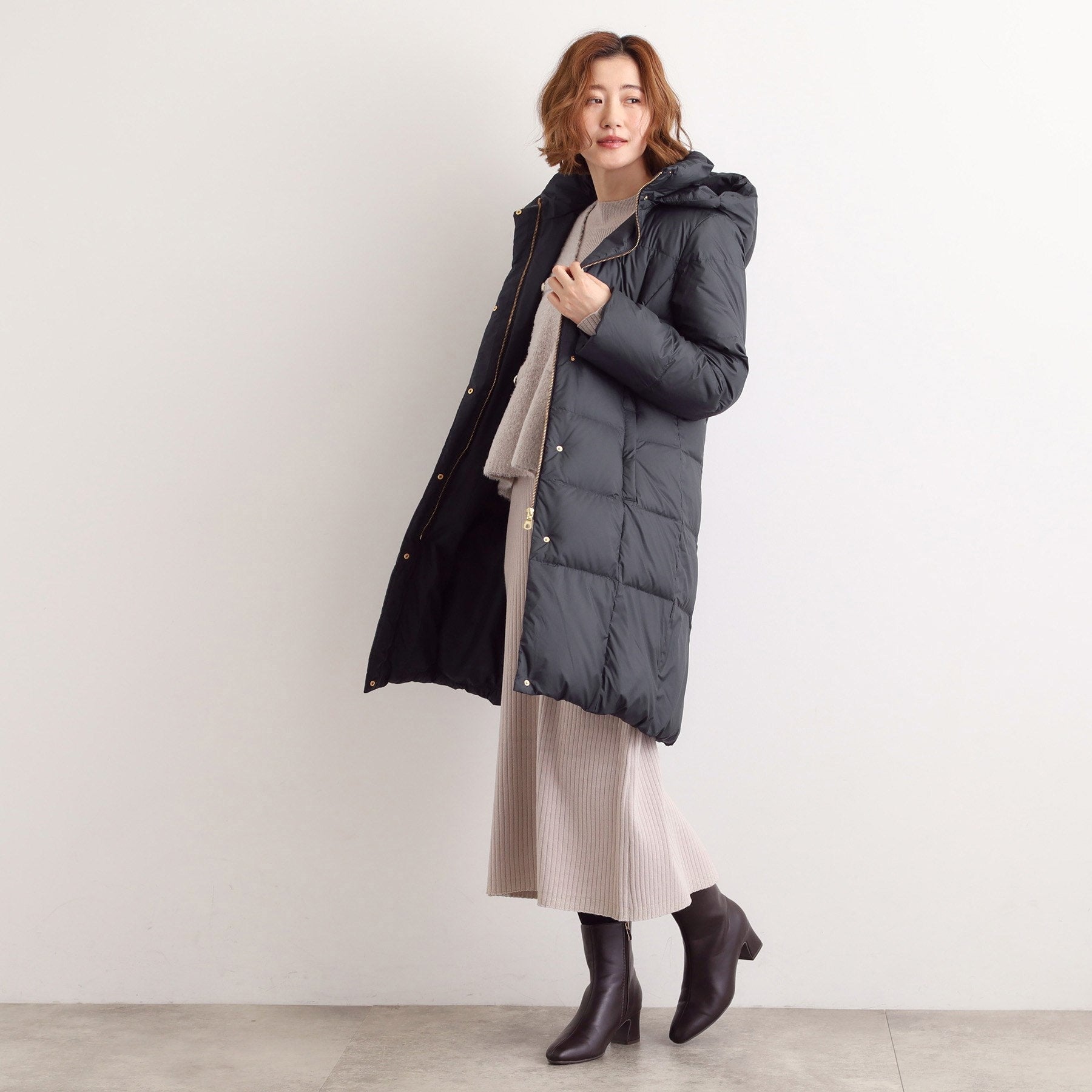 グローブ grove 【800FP・多機能】つつまれダウンロング （ネイビー(094)） ネイビー(094)