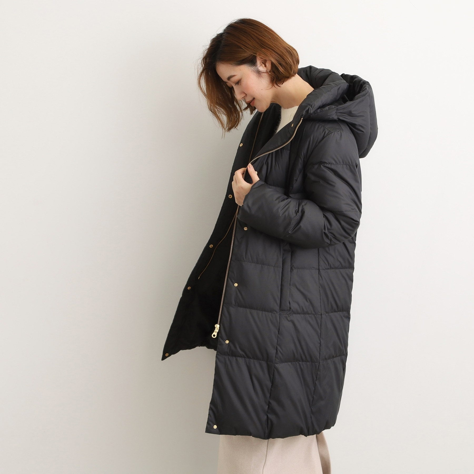 グローブ grove 【800FP・多機能】つつまれダウンロング （ネイビー(094)） ネイビー(094)