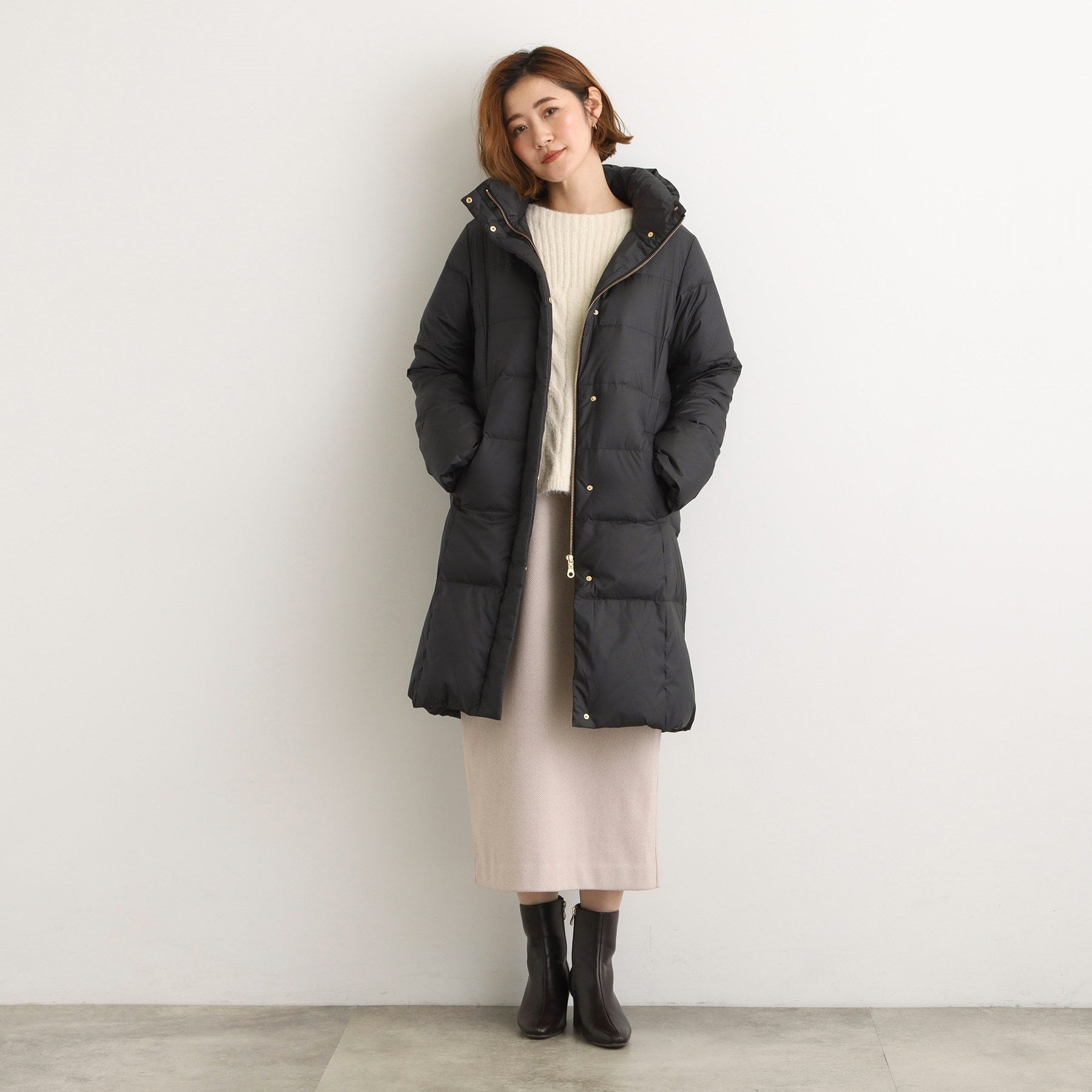 グローブ grove 【800FP・多機能】つつまれダウンロング （ネイビー(094)） ネイビー(094)