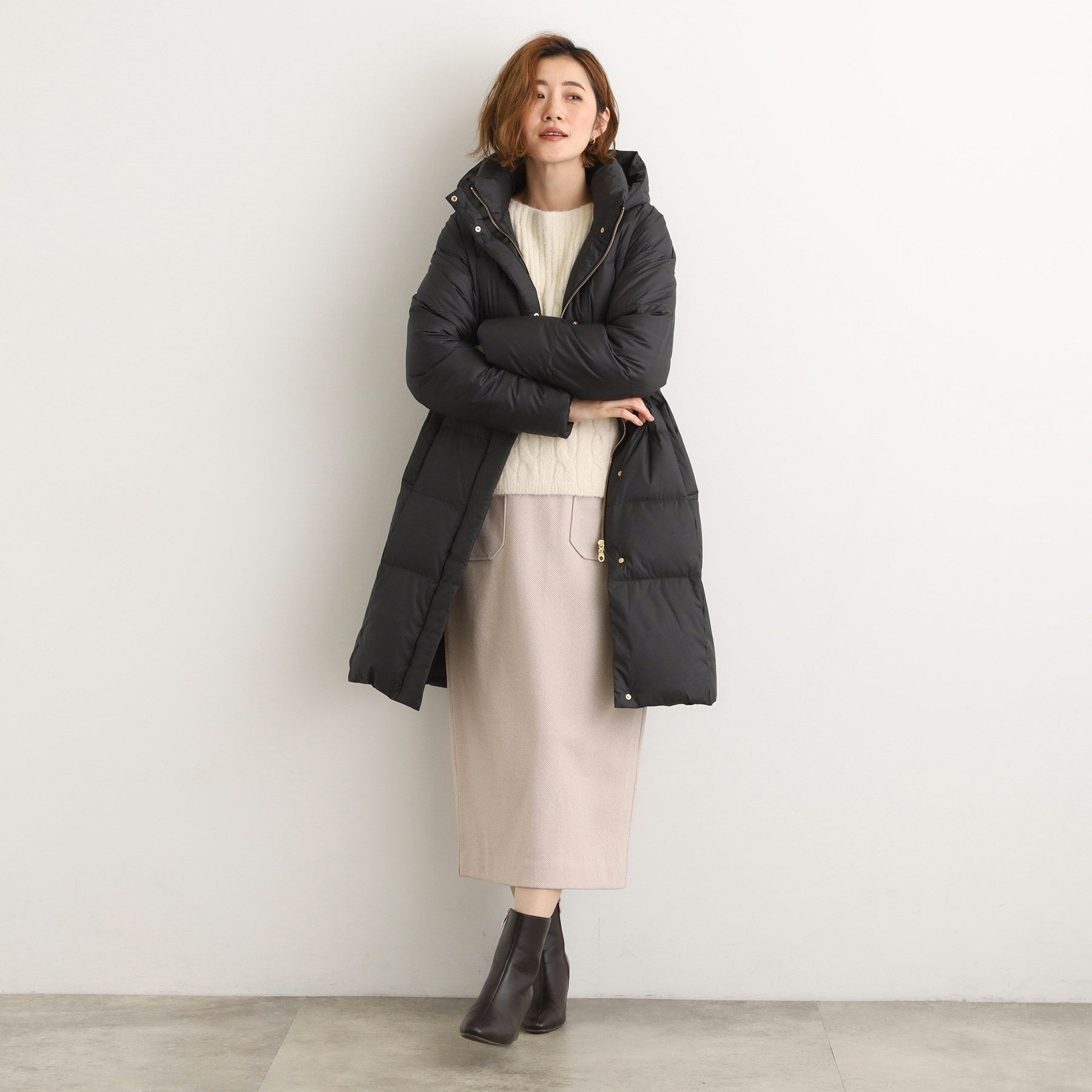 グローブ grove 【800FP・多機能】つつまれダウンロング （ネイビー(094)） ネイビー(094)