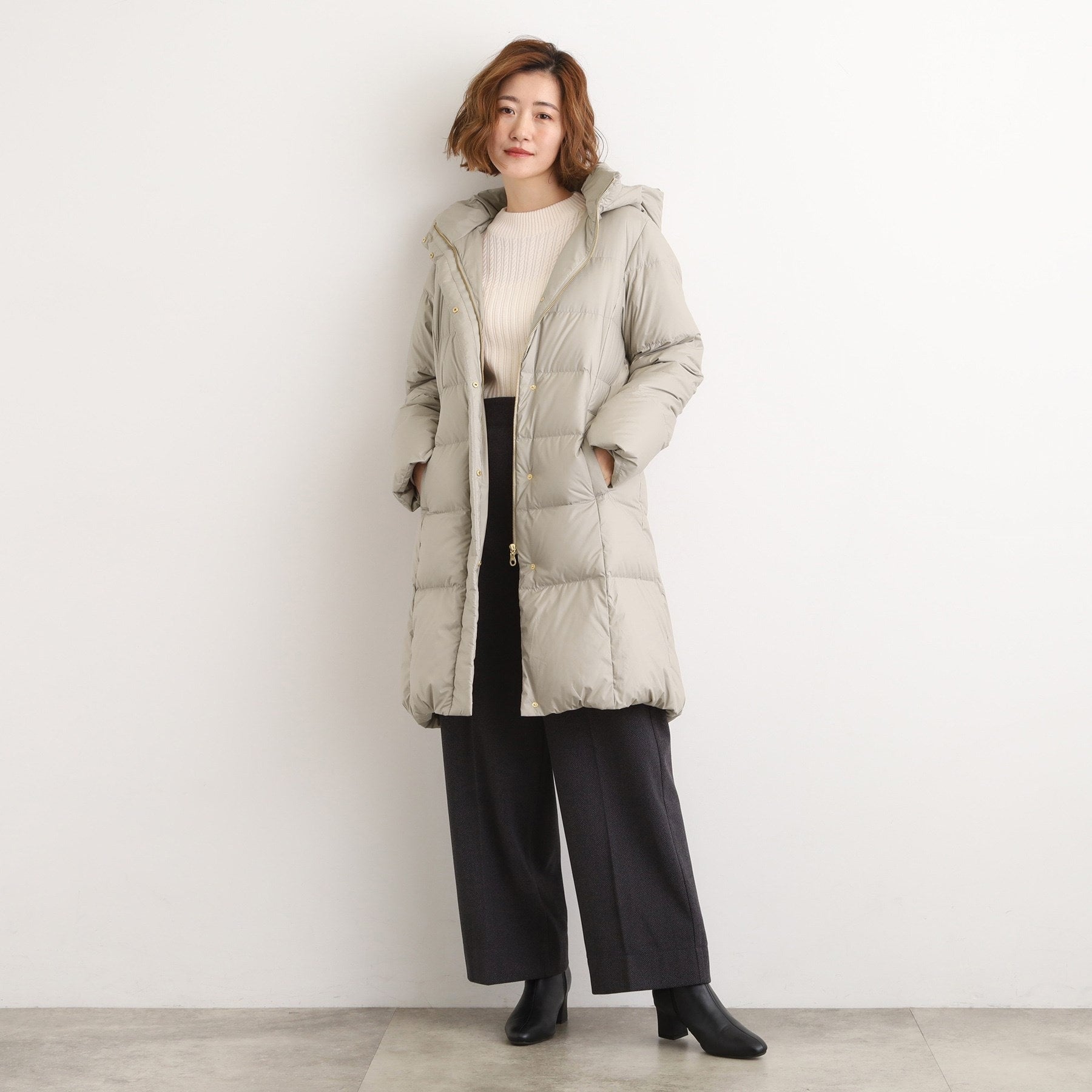 グローブ grove 【800FP・多機能】つつまれダウンロング （ネイビー(094)） ネイビー(094)