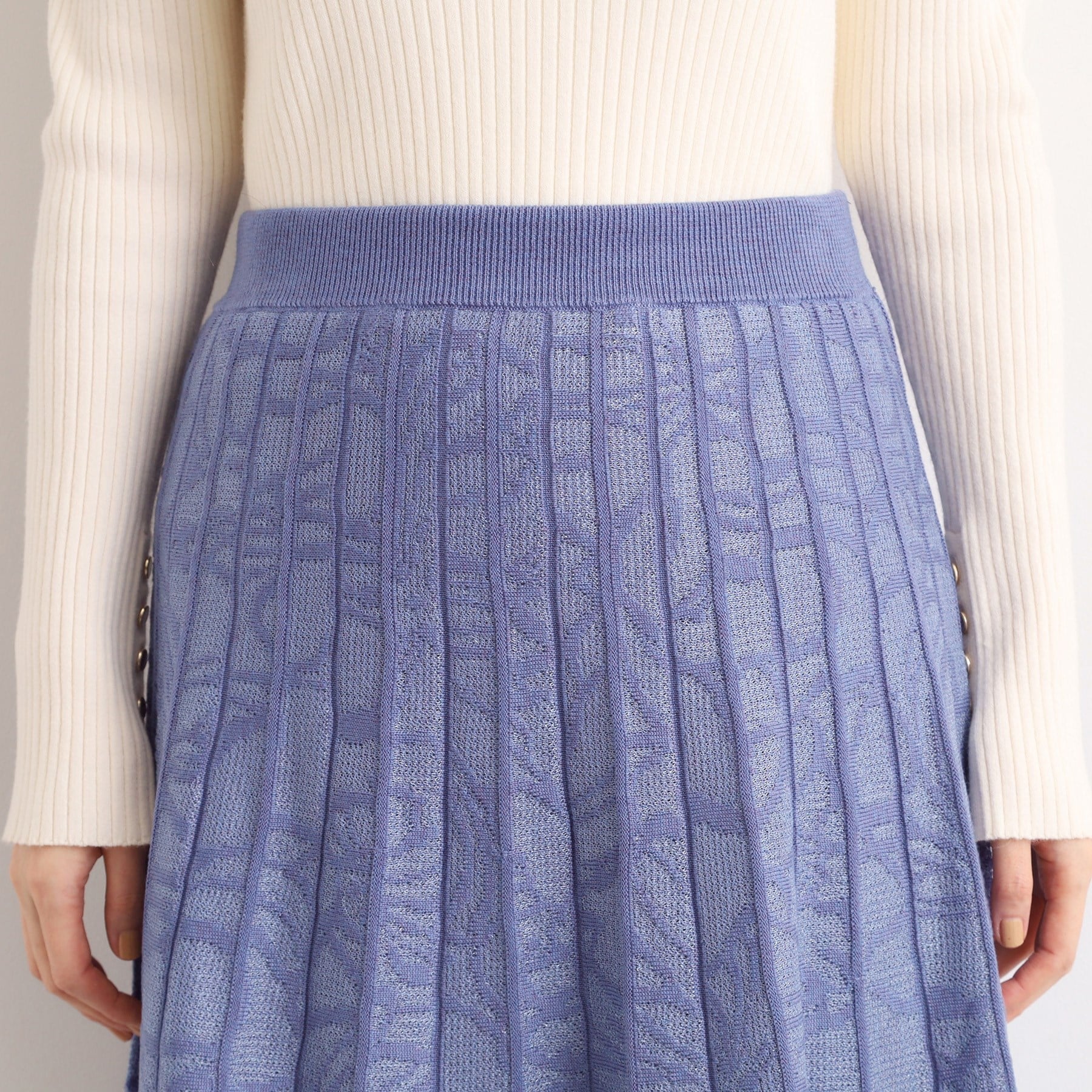 グローブ grove 【SET UP対応】レース柄ジャカードプリーツ風ニットスカート （ブラック(019)） ブラック(019)