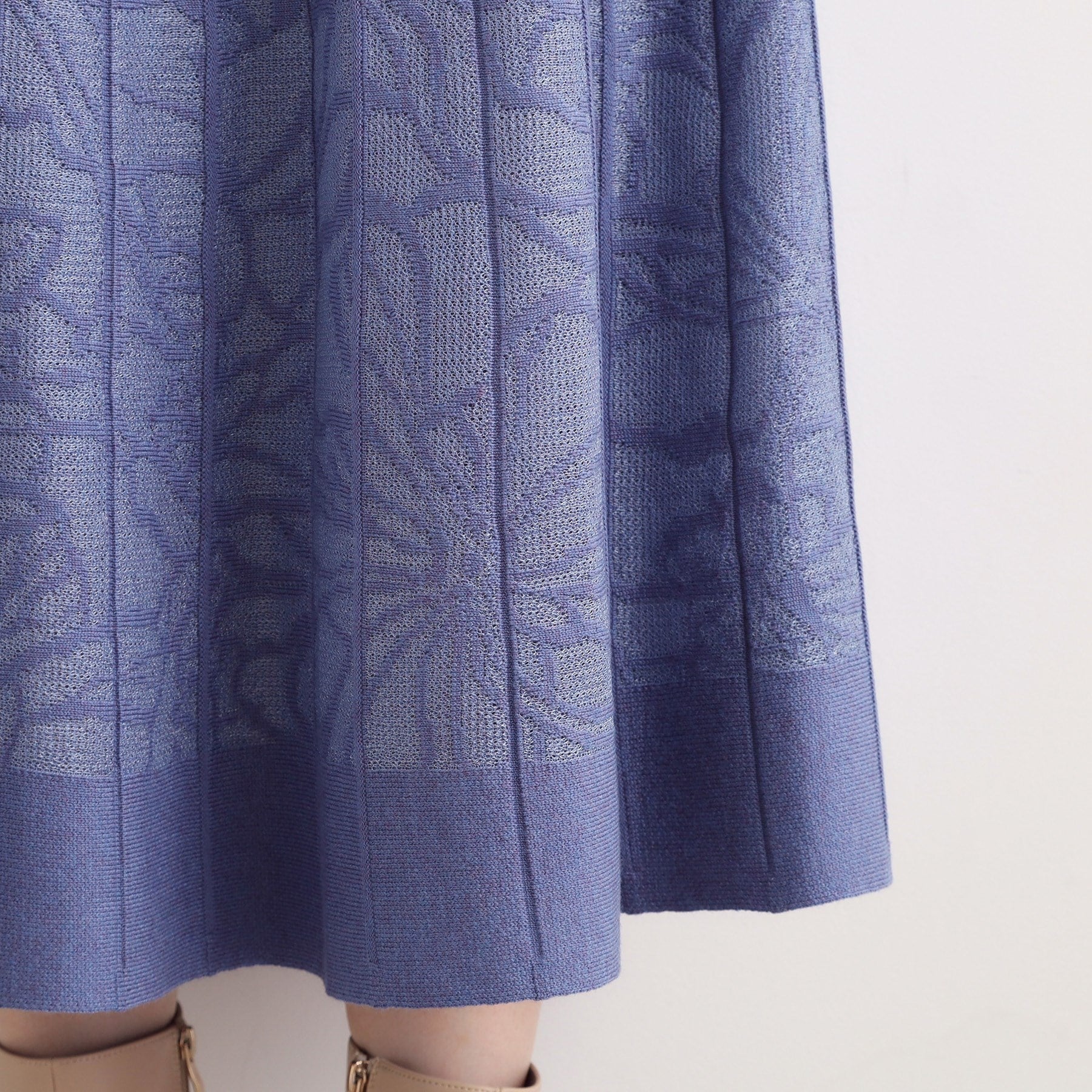 グローブ grove 【SET UP対応】レース柄ジャカードプリーツ風ニットスカート （ブラック(019)） ブラック(019)