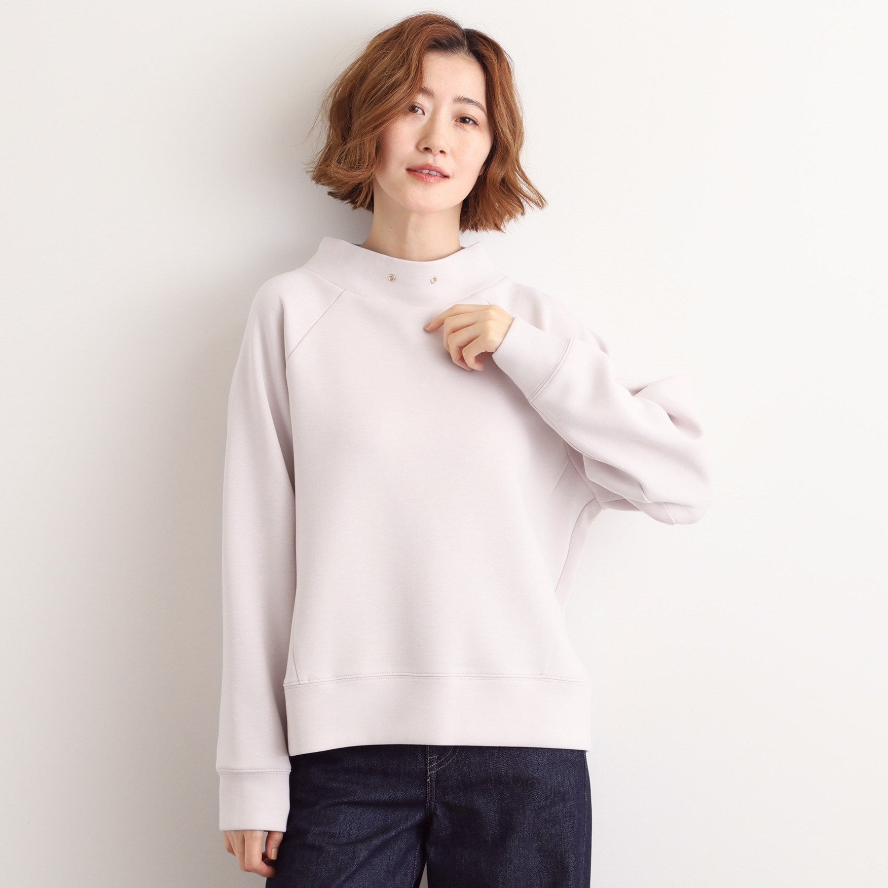 グローブ grove モックネックダンボールスウェット （アイシーピンク(070)） アイシーピンク(070)