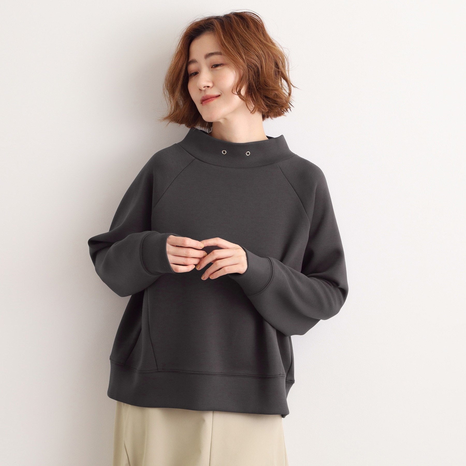 グローブ grove モックネックダンボールスウェット （アイシーピンク(070)） アイシーピンク(070)