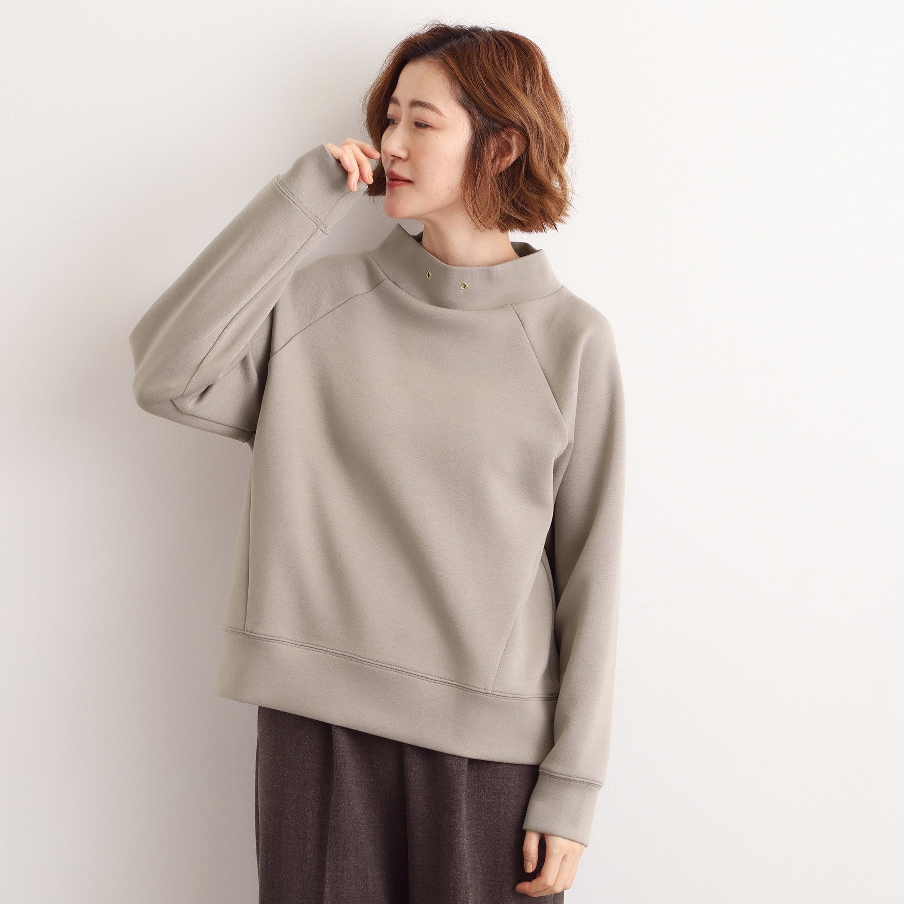 グローブ grove モックネックダンボールスウェット （アイシーピンク(070)） アイシーピンク(070)