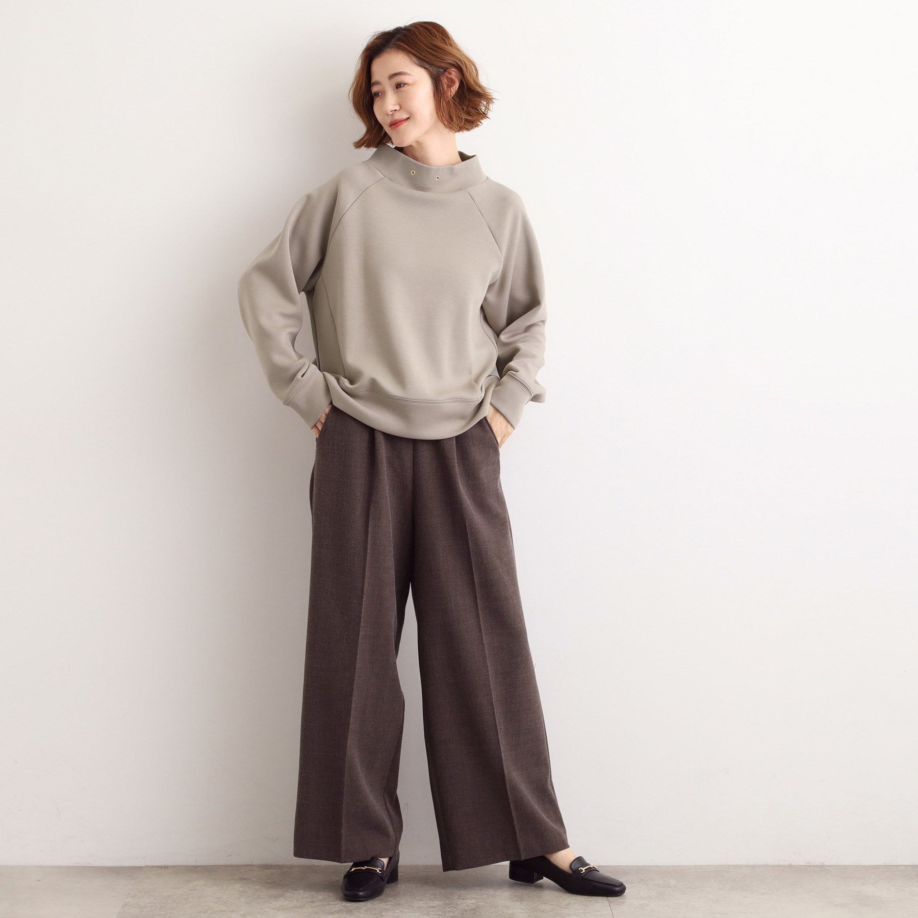 グローブ grove モックネックダンボールスウェット （アイシーピンク(070)） アイシーピンク(070)