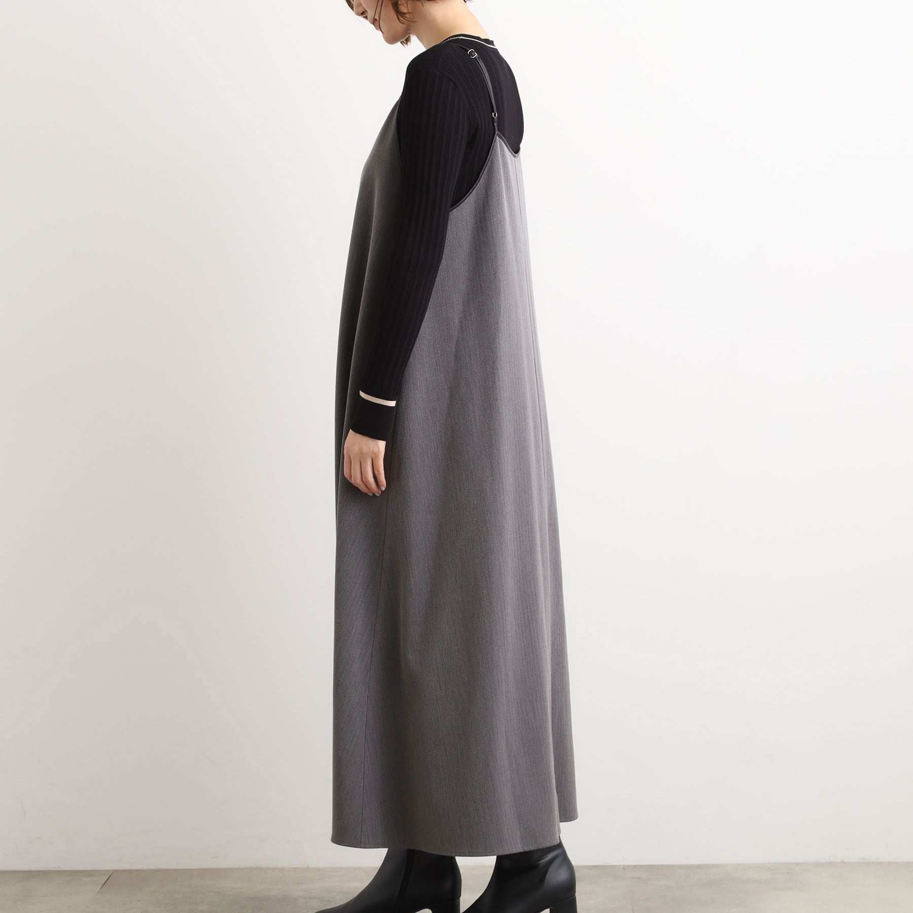 グローブ grove パイピングへリンボンキャミワンピース （チャコールグレー(014)） チャコールグレー(014)