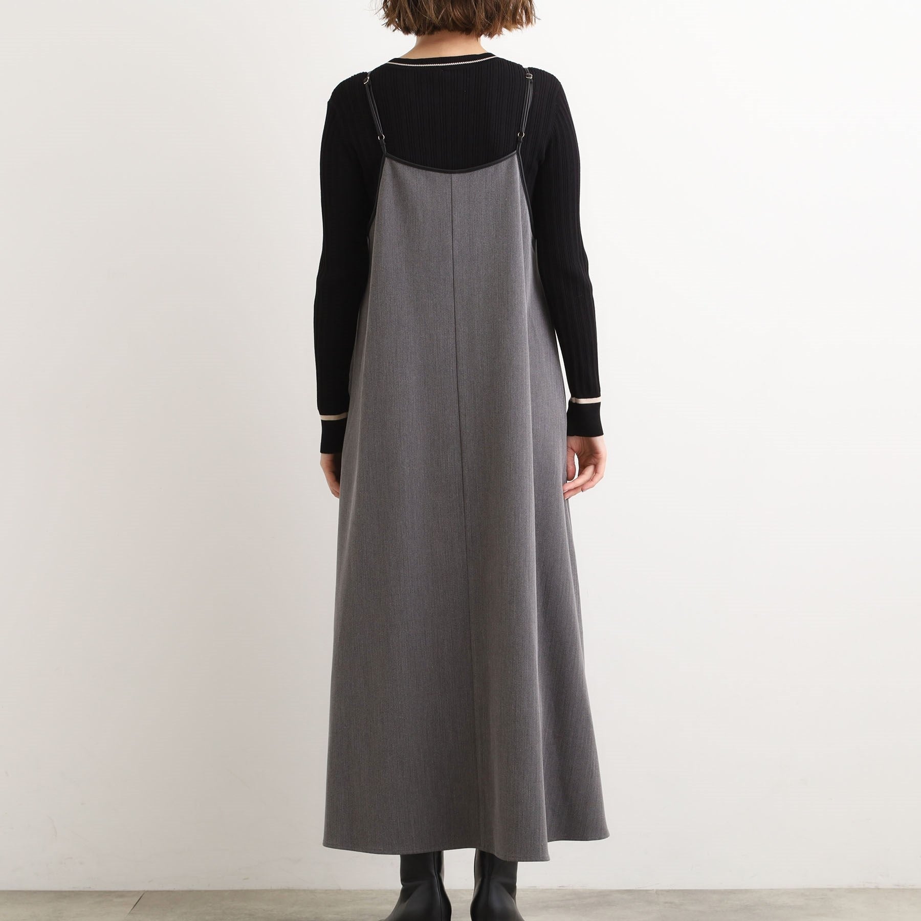 グローブ grove パイピングへリンボンキャミワンピース （チャコールグレー(014)） チャコールグレー(014)