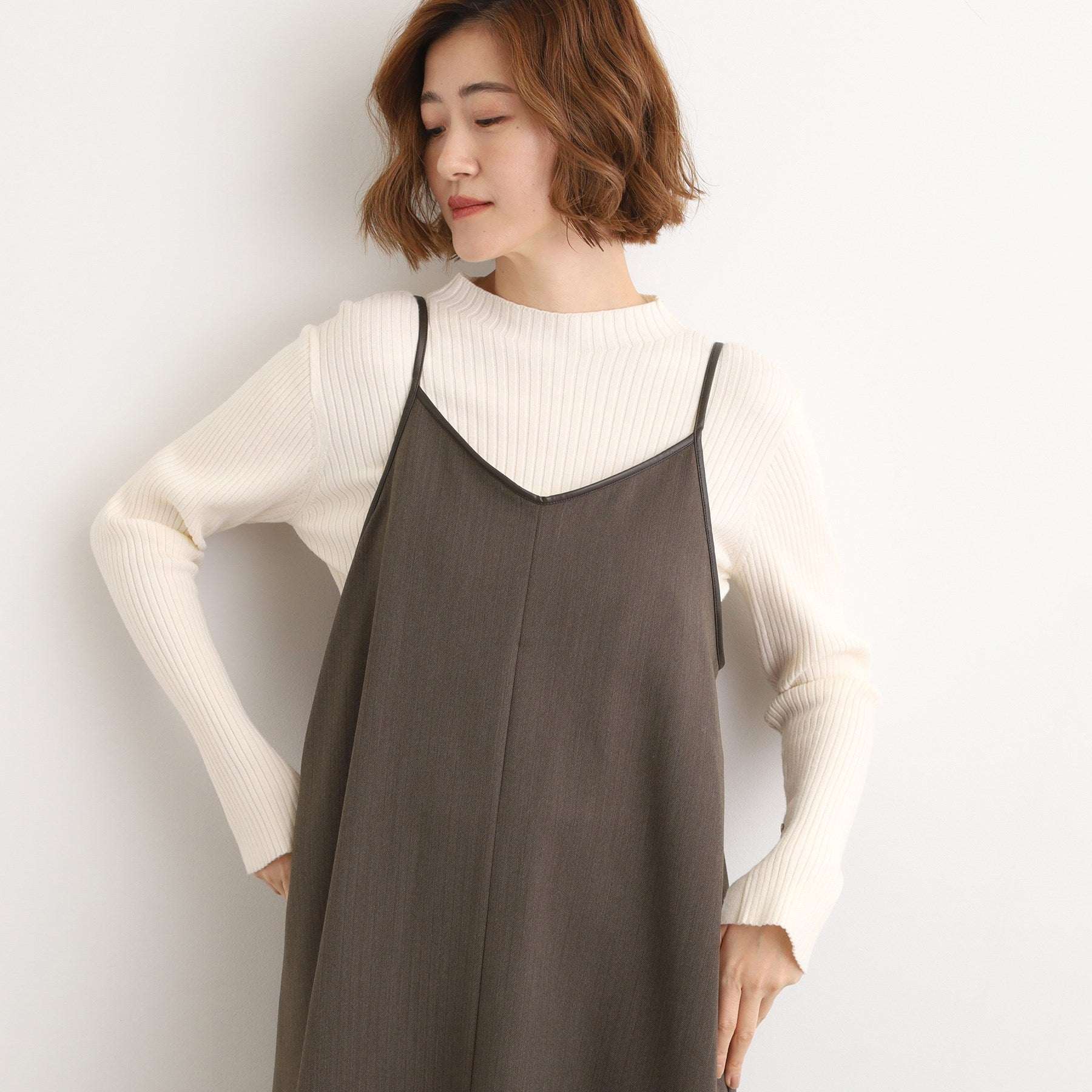 グローブ grove パイピングへリンボンキャミワンピース （チャコールグレー(014)） チャコールグレー(014)