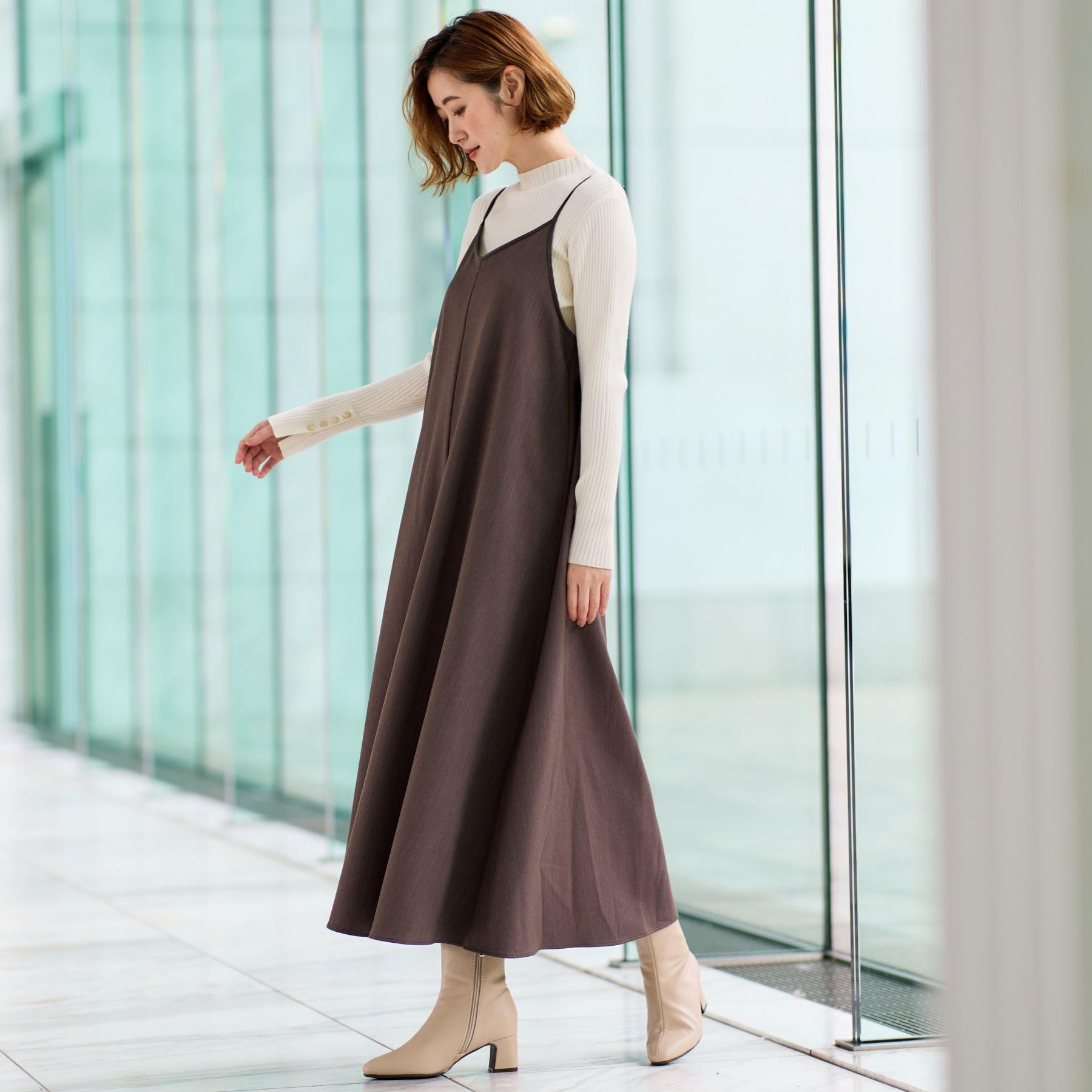 グローブ grove パイピングへリンボンキャミワンピース （チャコールグレー(014)） チャコールグレー(014)