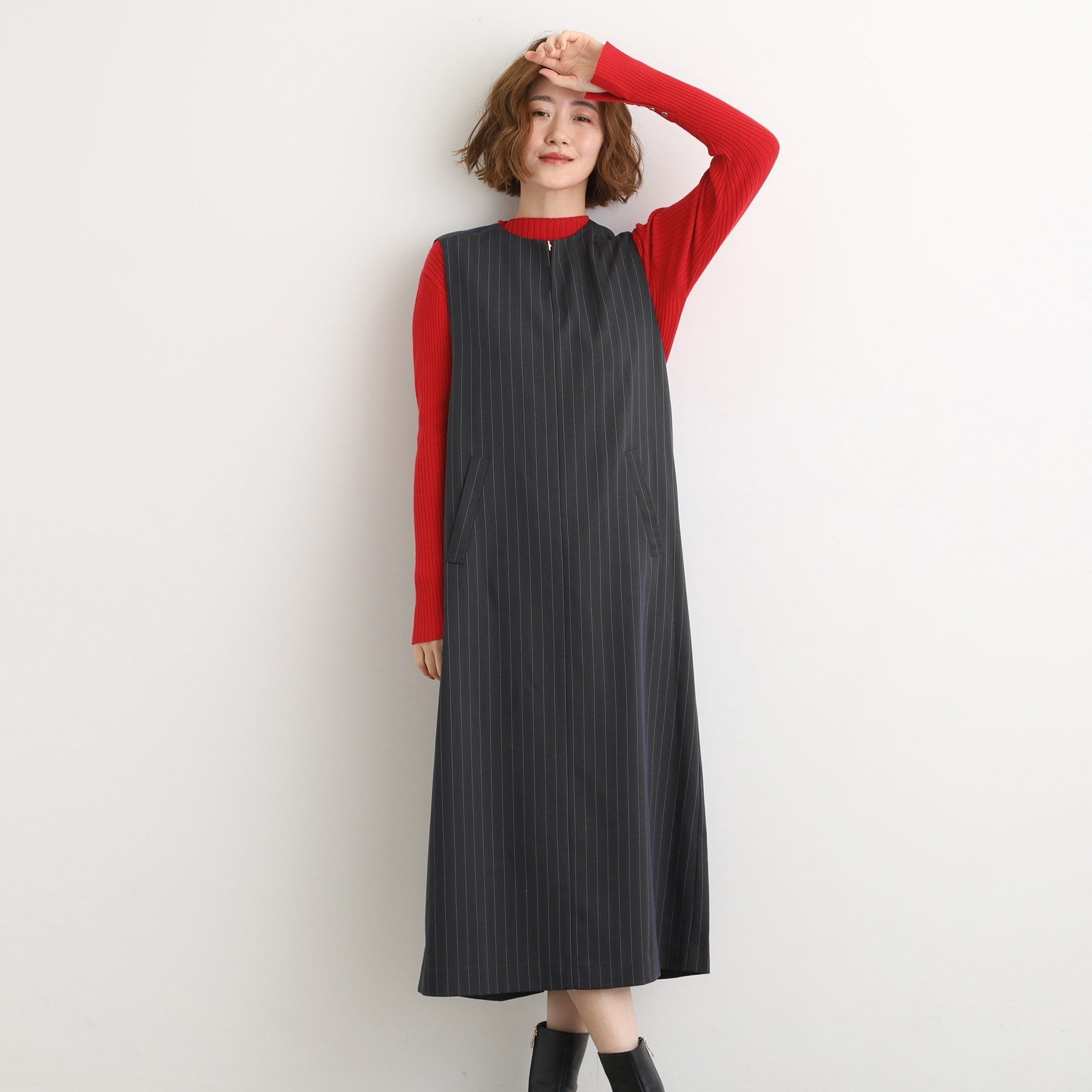 グローブ grove 2WAYネックジャンドレ （ストライプ(314)） ストライプ(314)