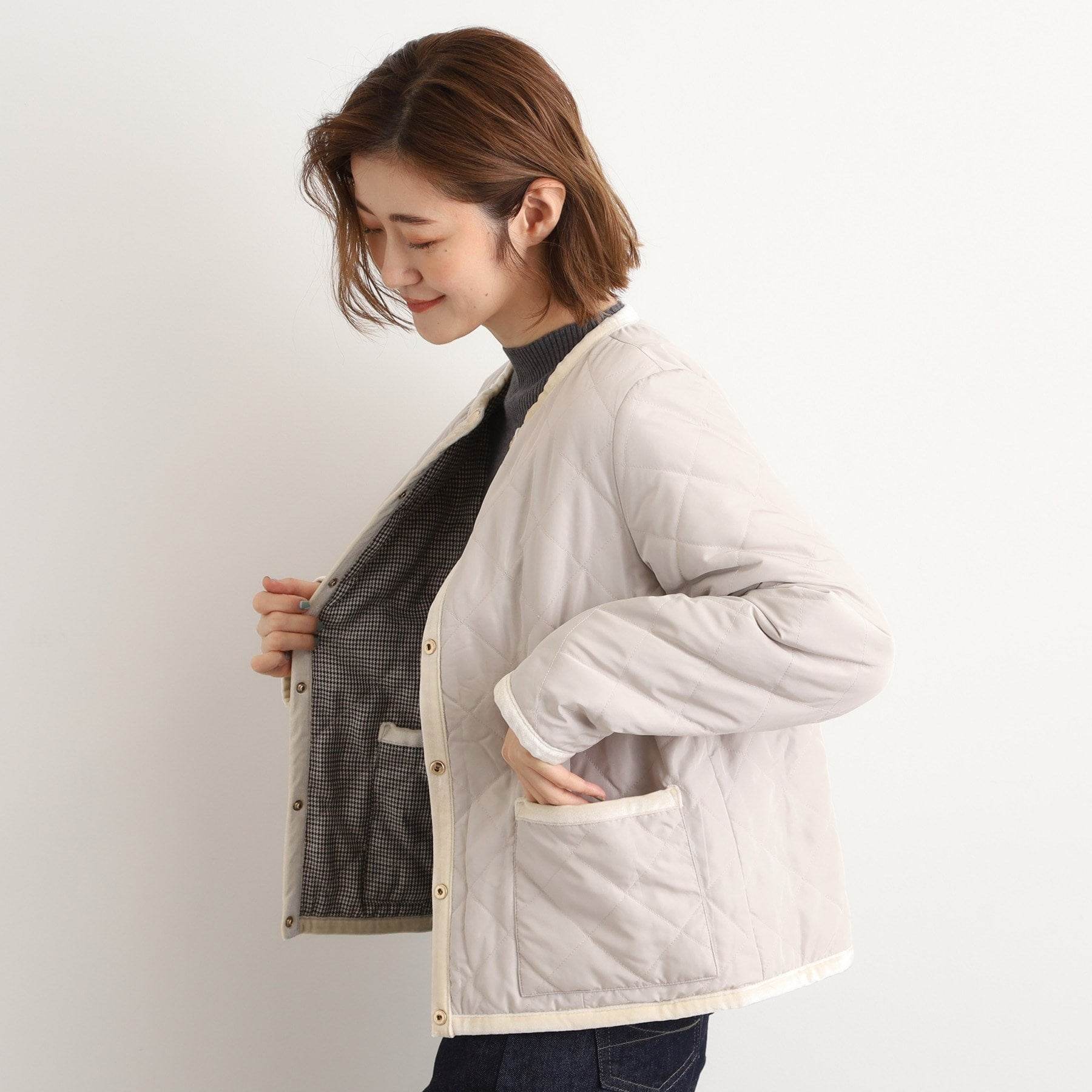 グローブ grove 2WAYキルトリバーシブルジャケット （ブラック(219)） ブラック(219)