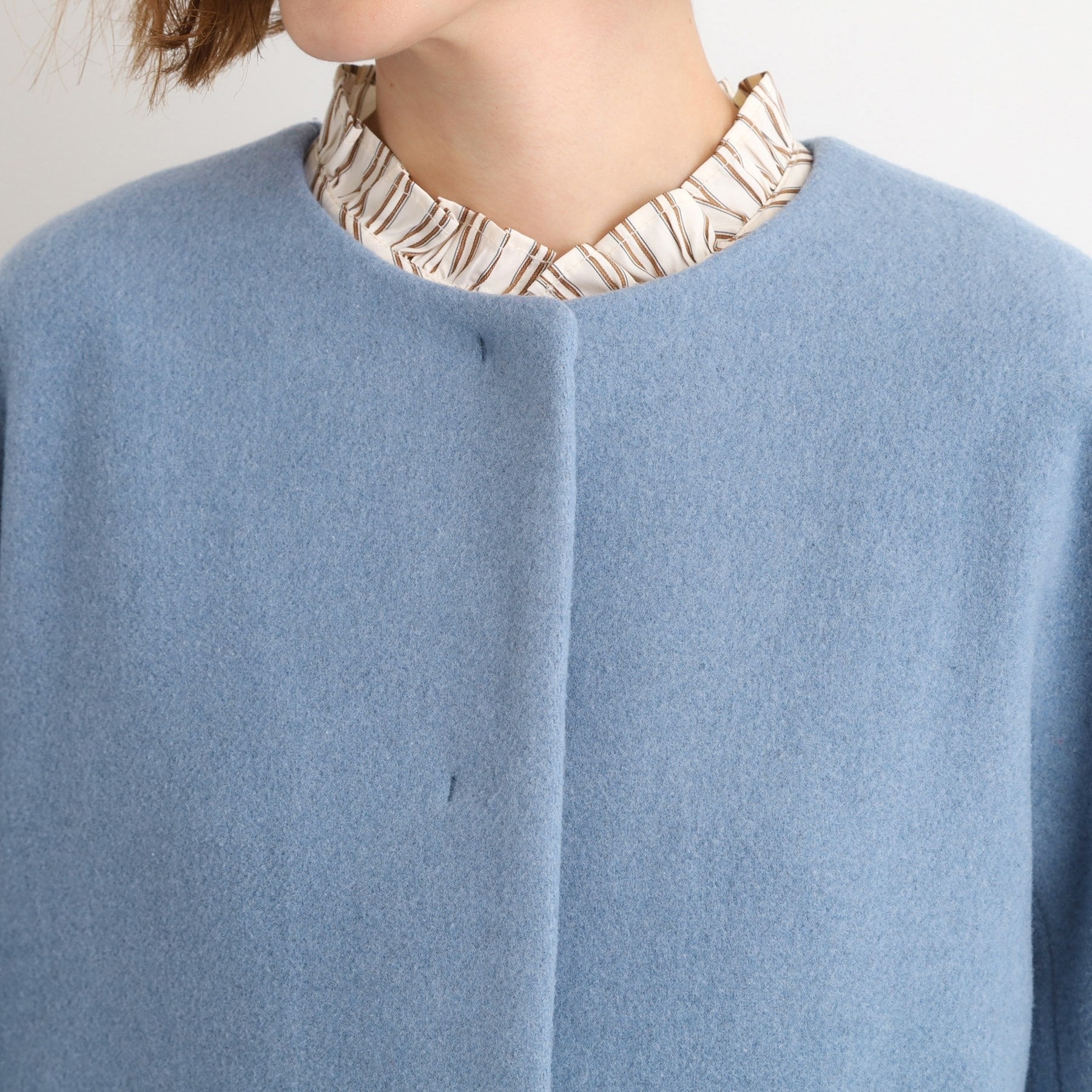 グローブ grove ウールブレンドモッサ ノーカラーショートコート （スミクロ(014)） スミクロ(014)