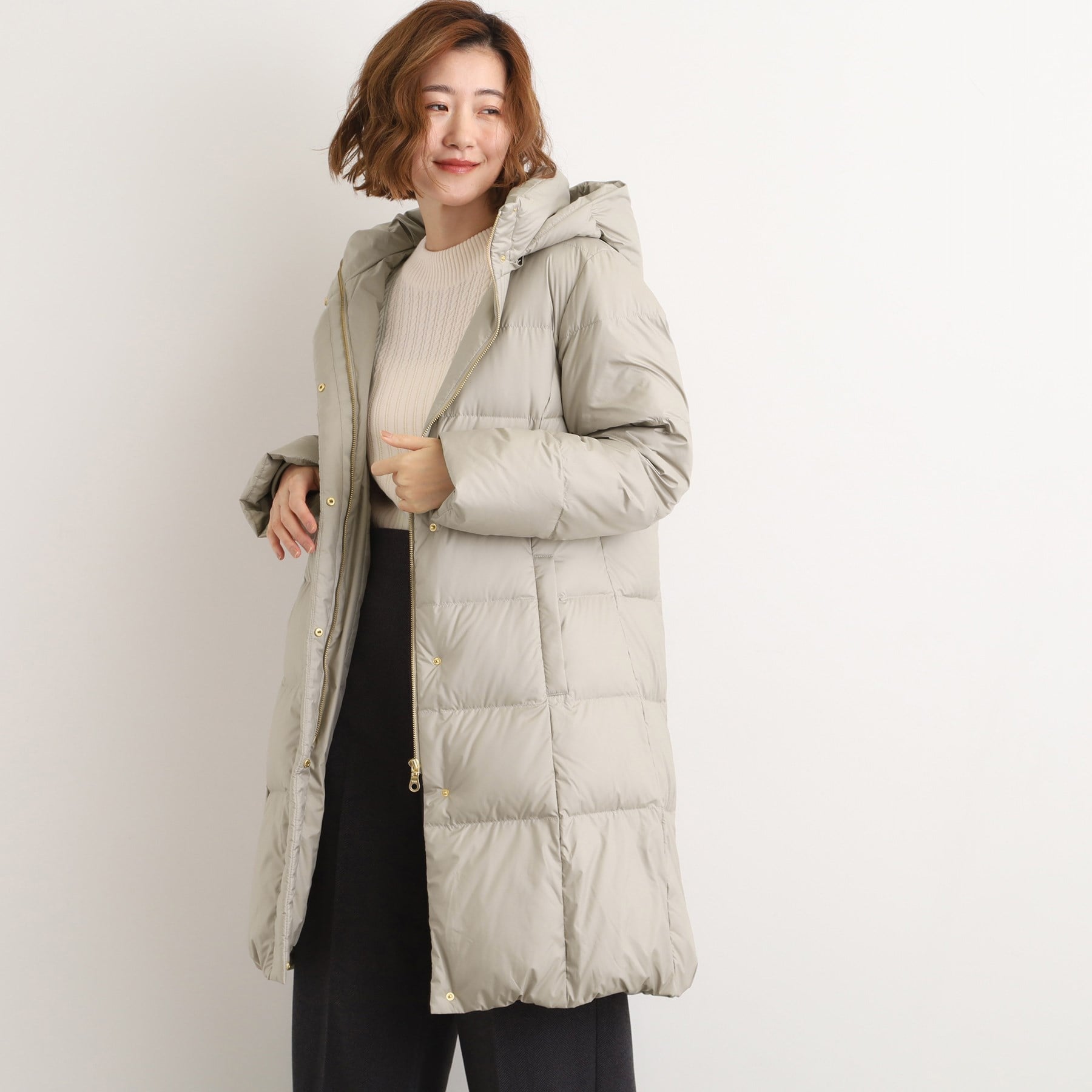 グローブ grove 【800FP・多機能】つつまれダウンロング （ベージュ(052)） ベージュ(052)