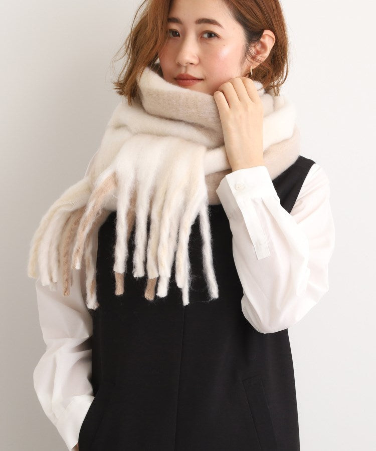 グローブ grove ボリュームフリンジチェックマフラー （ライトベージュ(251)） ライトベージュ(251)