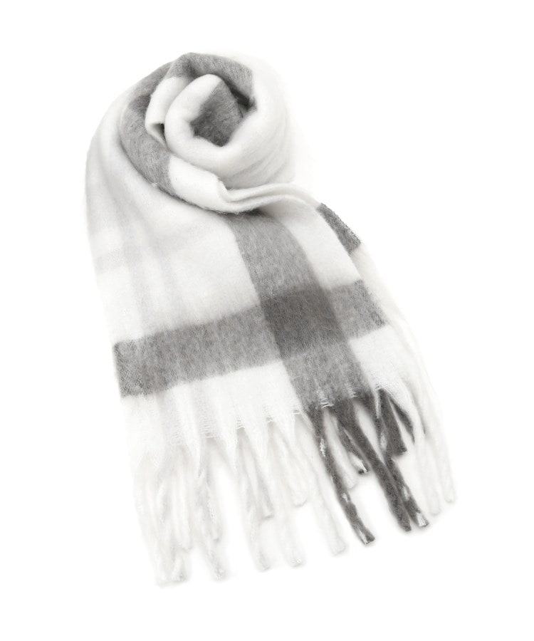 グローブ grove ボリュームフリンジチェックマフラー （ライトベージュ(251)） ライトベージュ(251)