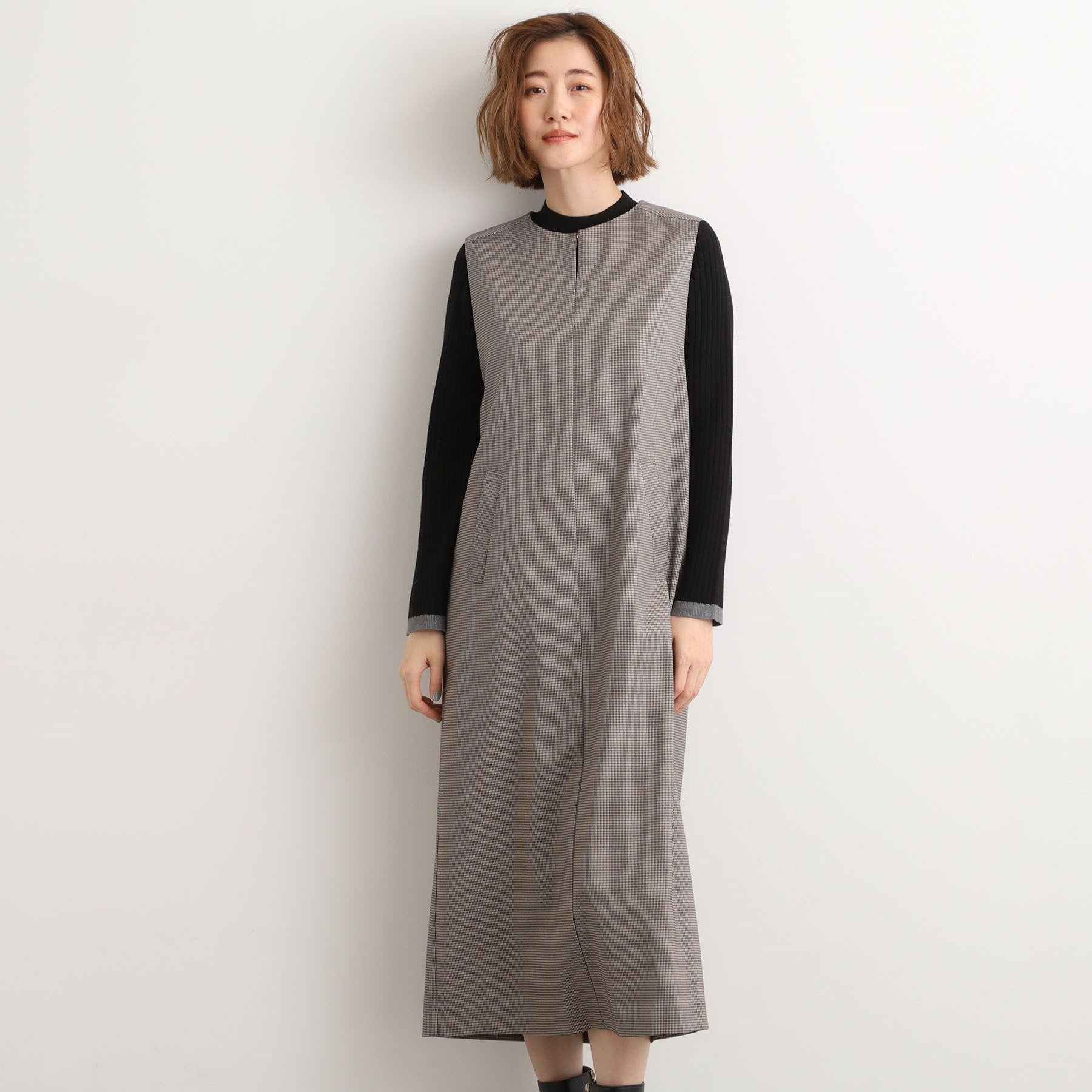 グローブ grove 【2WAY/美シルエット】着こなし自在のジャンドレワンピース （チェック(219)） チェック(219)