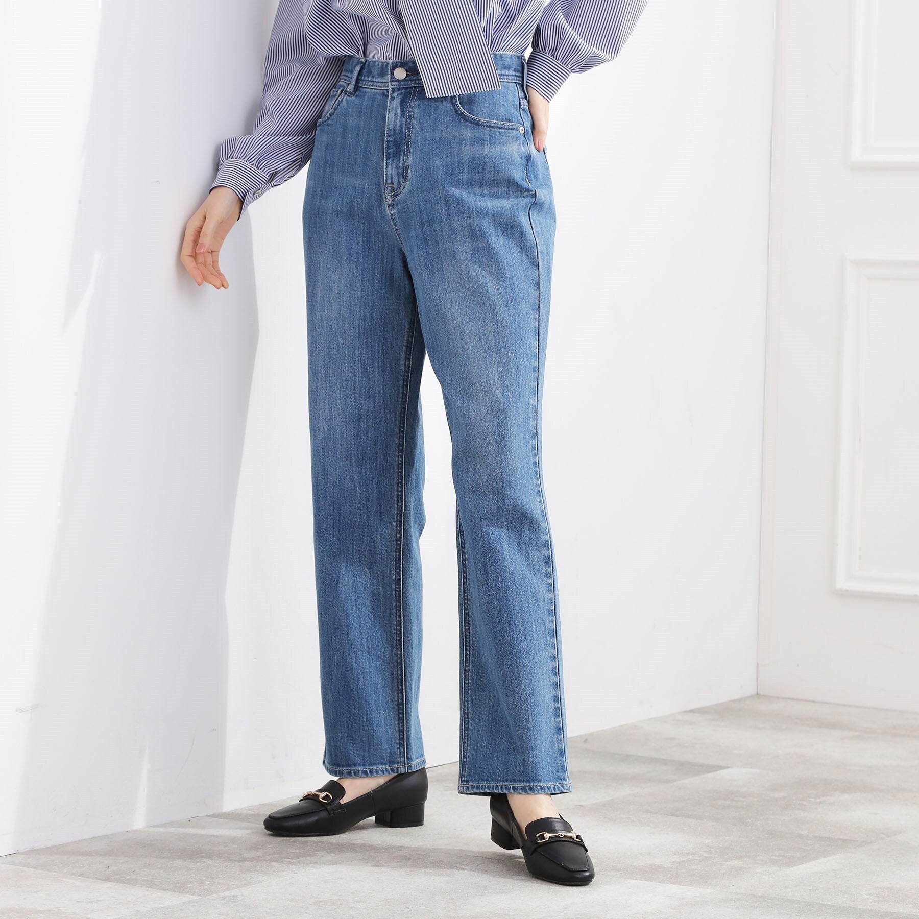 グローブ grove ストレートデニムパンツ （ブルー(093)） ブルー(093)