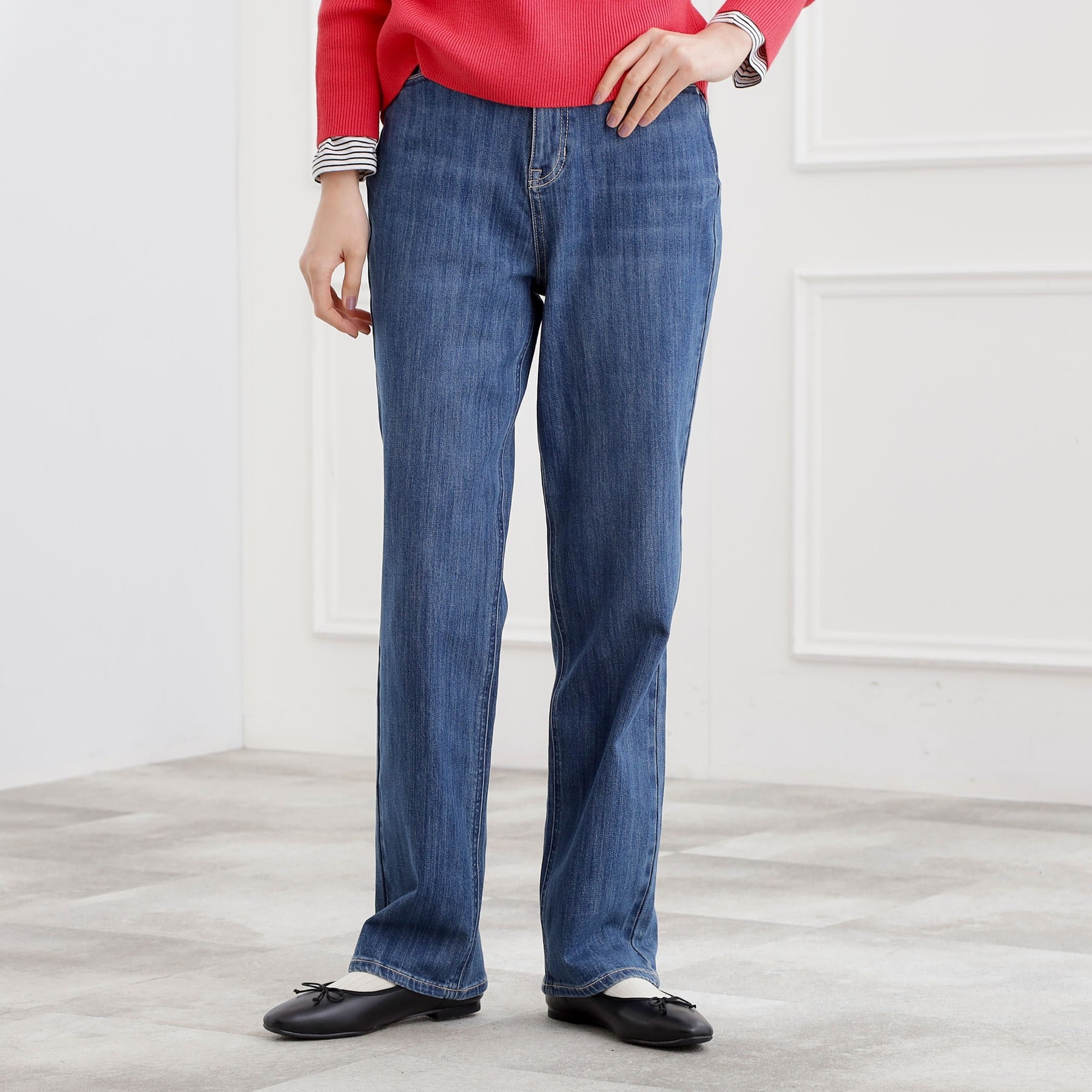 グローブ grove ストレートデニムパンツ （ブルー(093)） ブルー(093)