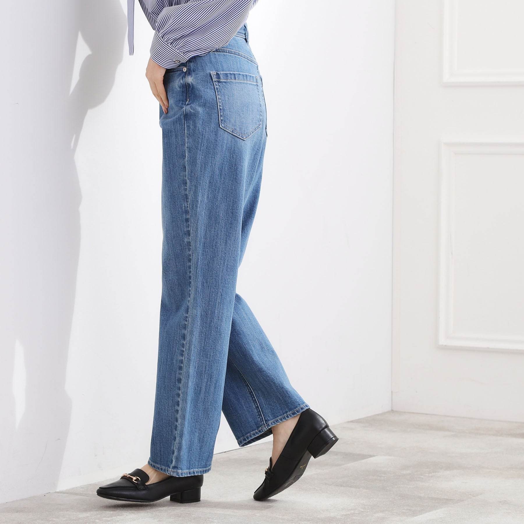 グローブ grove ストレートデニムパンツ （ブルー(092)） ブルー(092)