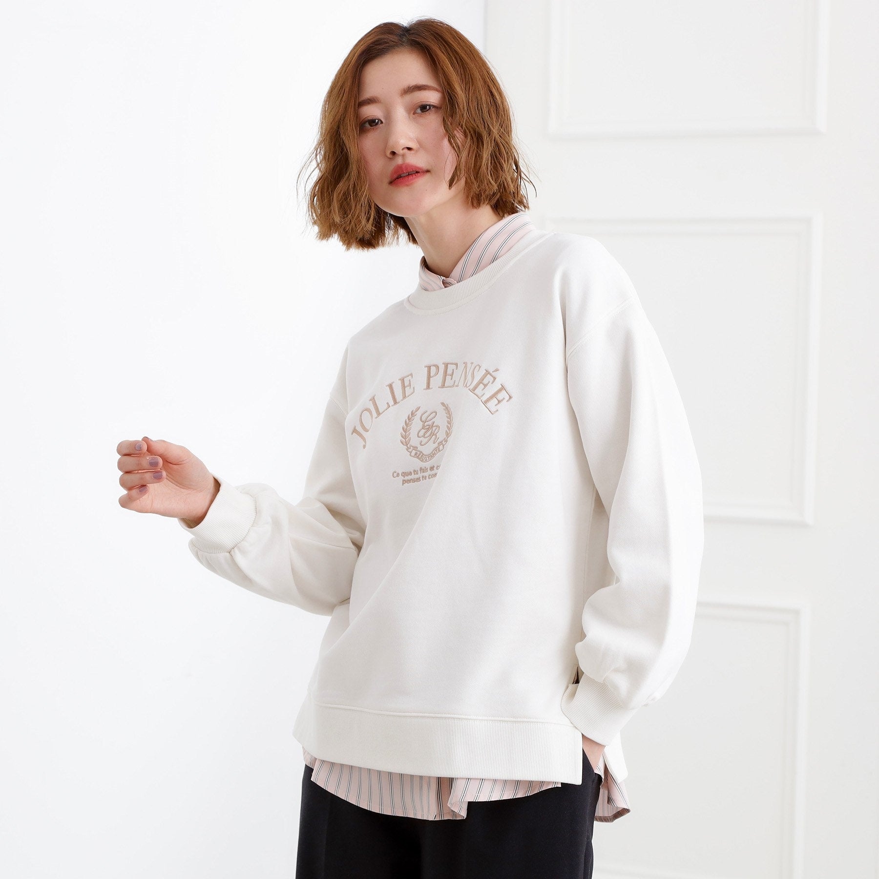 グローブ grove 刺繍ロゴ裏毛スウェットプルオーバー （グレー(012)） グレー(012)