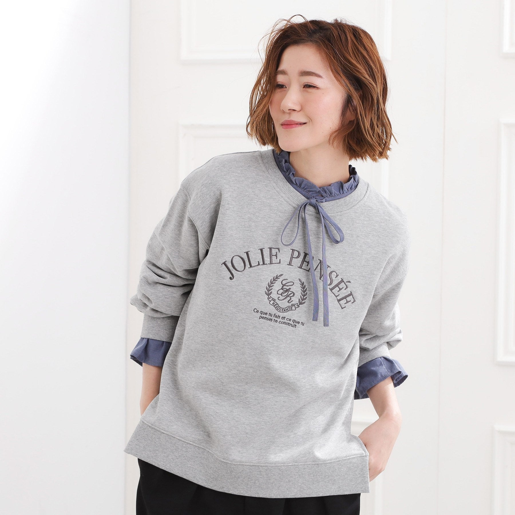 グローブ grove 刺繍ロゴ裏毛スウェットプルオーバー （グレー(012)） グレー(012)