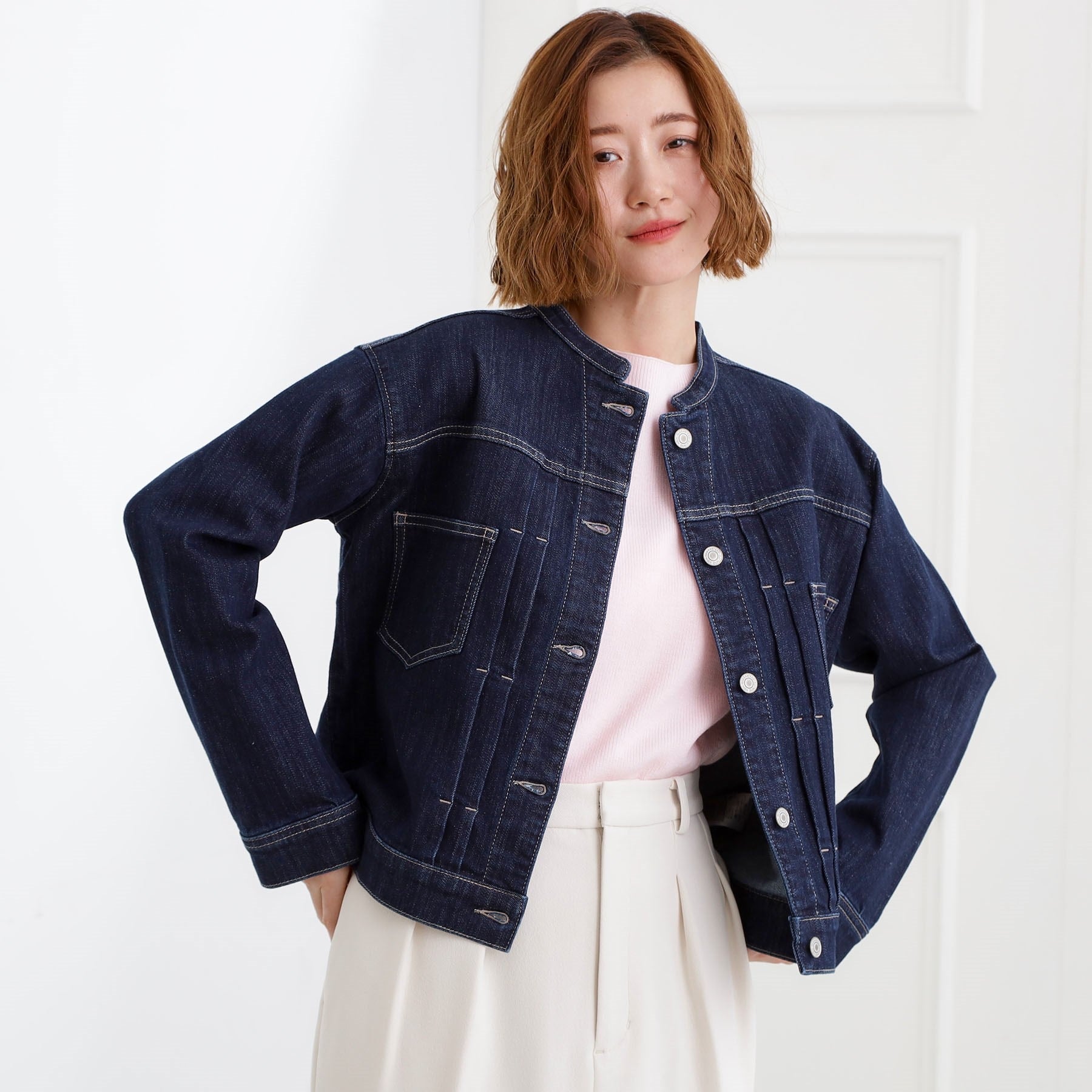 グローブ grove ライトオンスストレッチデニムジャケット （ネイビー(094)） ネイビー(094)